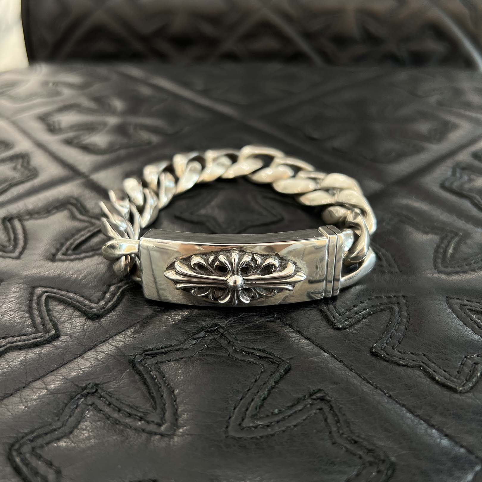 CHROME HEARTS ID Floral Cross Classic Link Bracelet 13LINK クロム