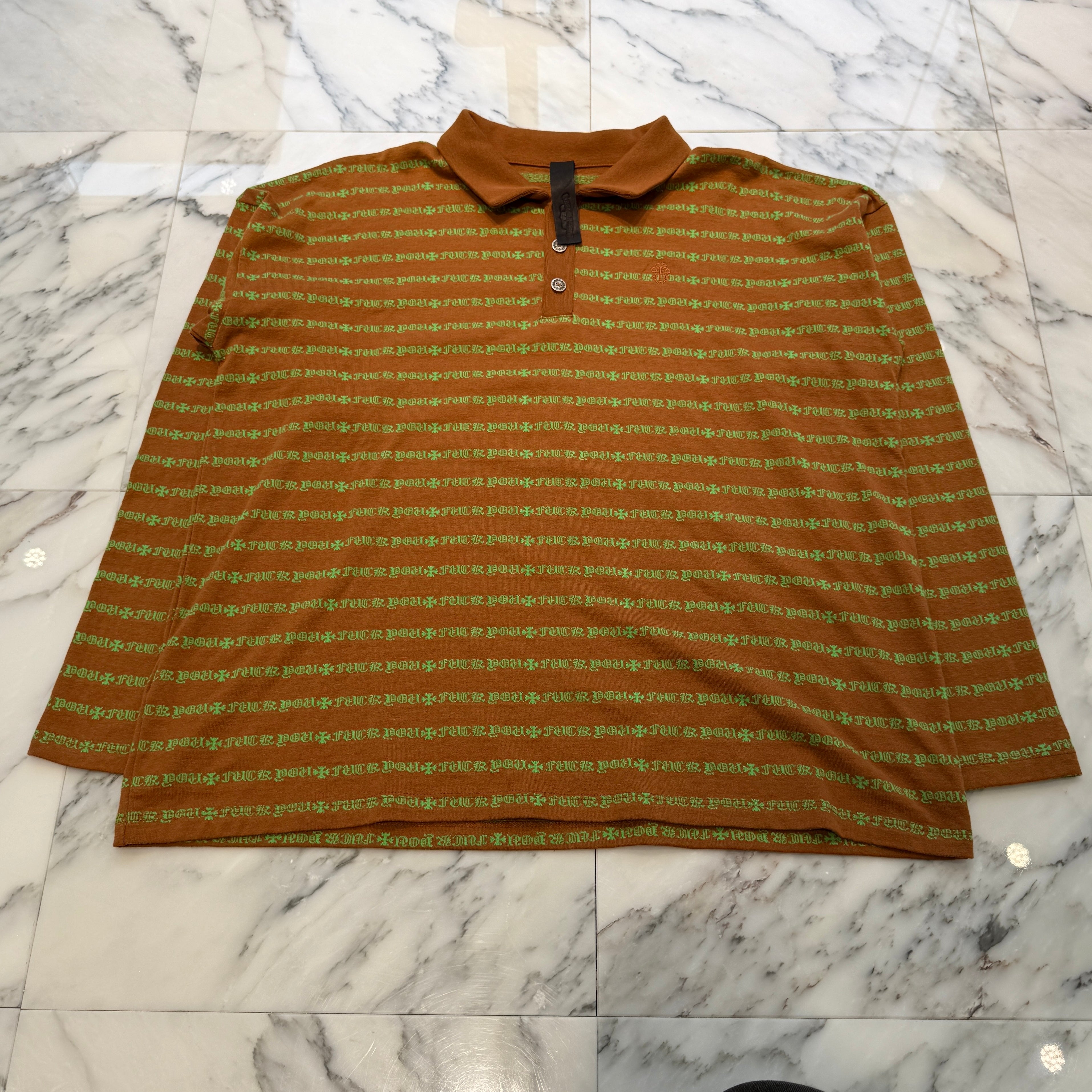 CHROME HEARTS Y NOT Vine Dagger Embroidery Long Sleeve Polo Shirt Size M クロムハーツ ワイノット ヴァインダガー刺繍 ロングスリーブポロシャツ サイズM