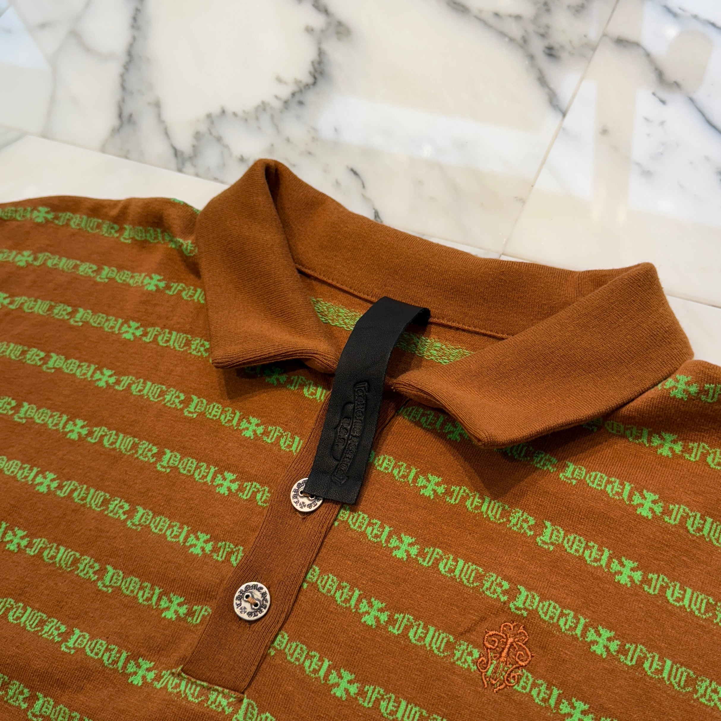 CHROME HEARTS Y NOT Vine Dagger Embroidery Long Sleeve Polo Shirt Size M クロムハーツ ワイノット ヴァインダガー刺繍 ロングスリーブポロシャツ サイズM