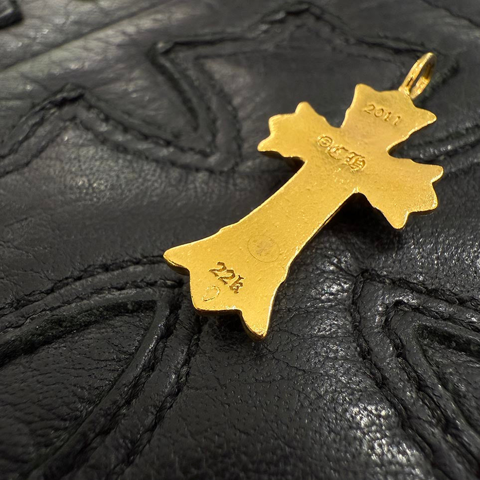 CHROME HEARTS 22K Double CH Cross Charm Pave Diamond Pendant Top クロムハーツ 22K ダブルCHクロス チャーム パヴェダイヤモンド ペンダントトップ