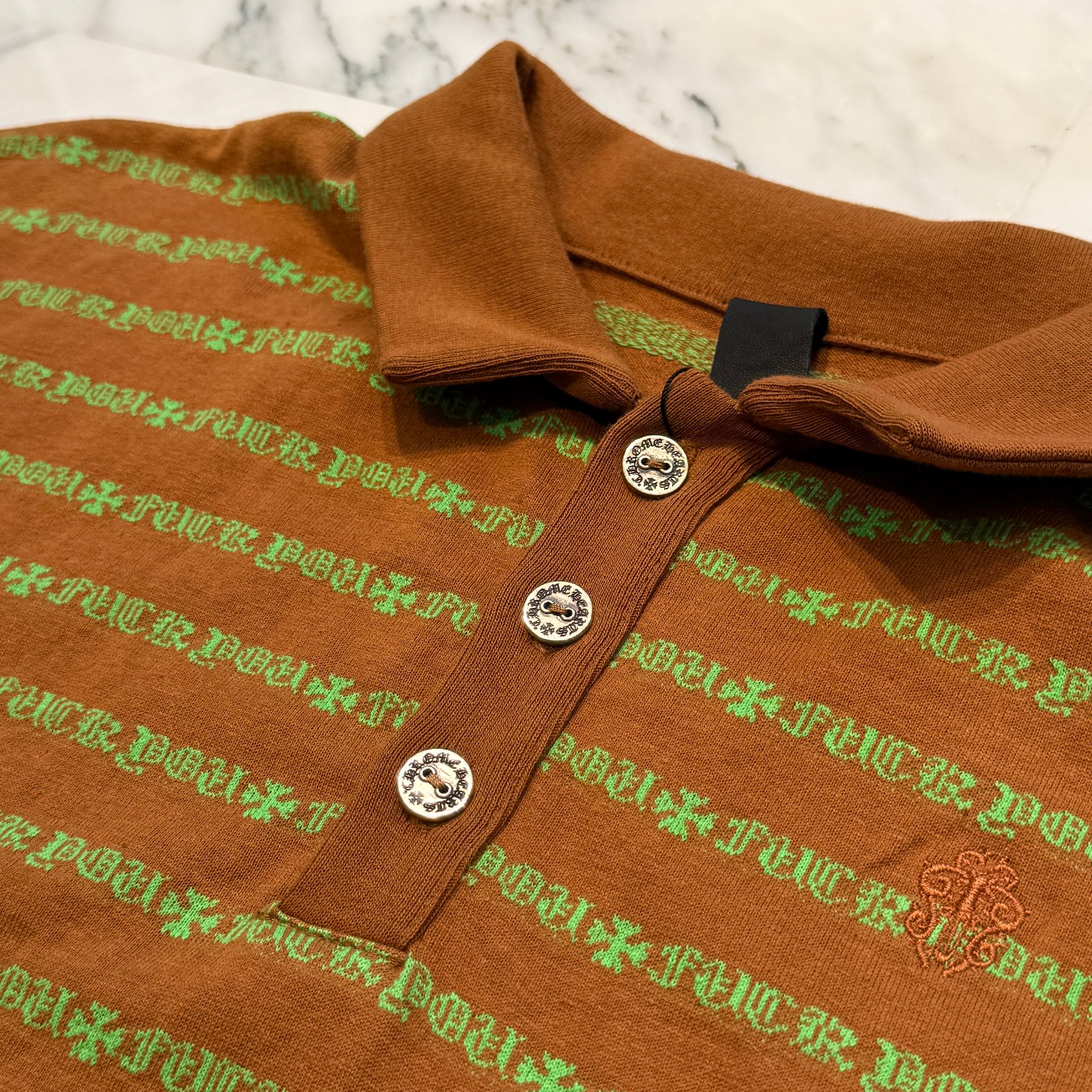 CHROME HEARTS Y NOT Vine Dagger Embroidery Long Sleeve Polo Shirt Size M クロムハーツ ワイノット ヴァインダガー刺繍 ロングスリーブポロシャツ サイズM