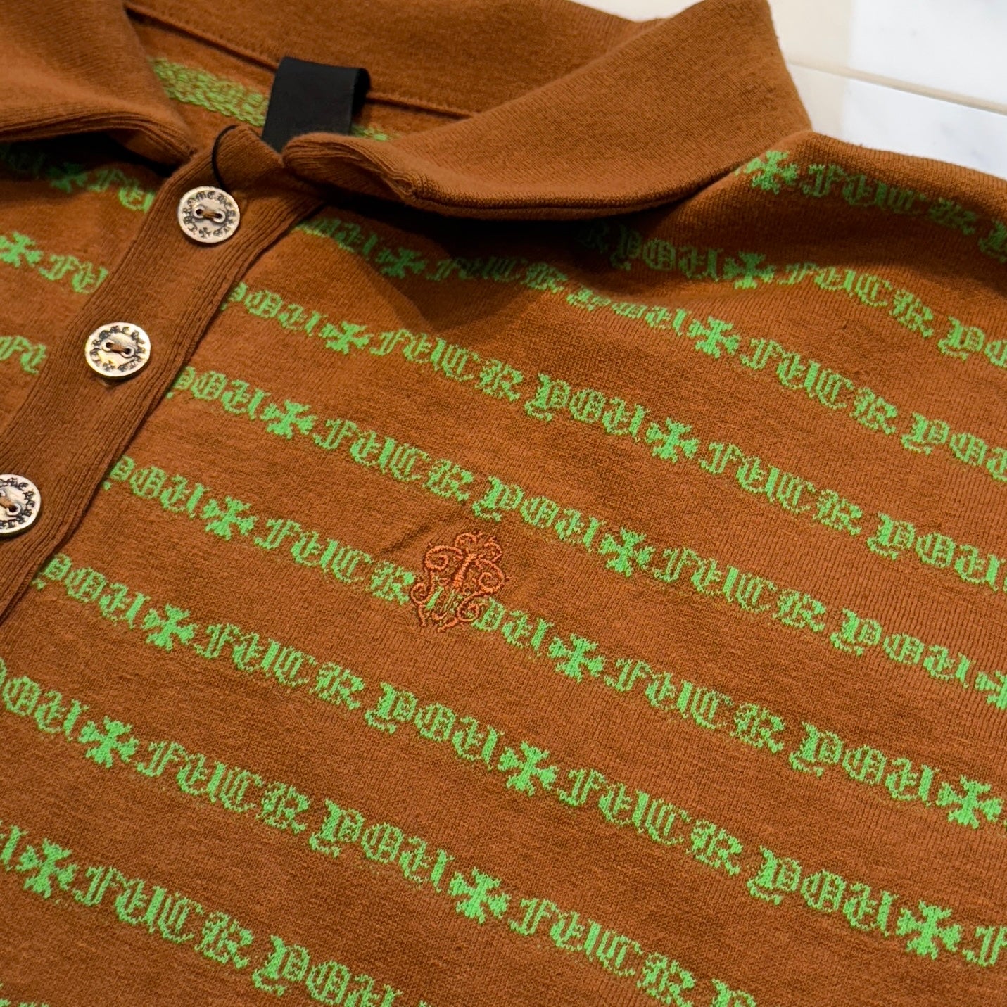 CHROME HEARTS Y NOT Vine Dagger Embroidery Long Sleeve Polo Shirt Size M クロムハーツ ワイノット ヴァインダガー刺繍 ロングスリーブポロシャツ サイズM