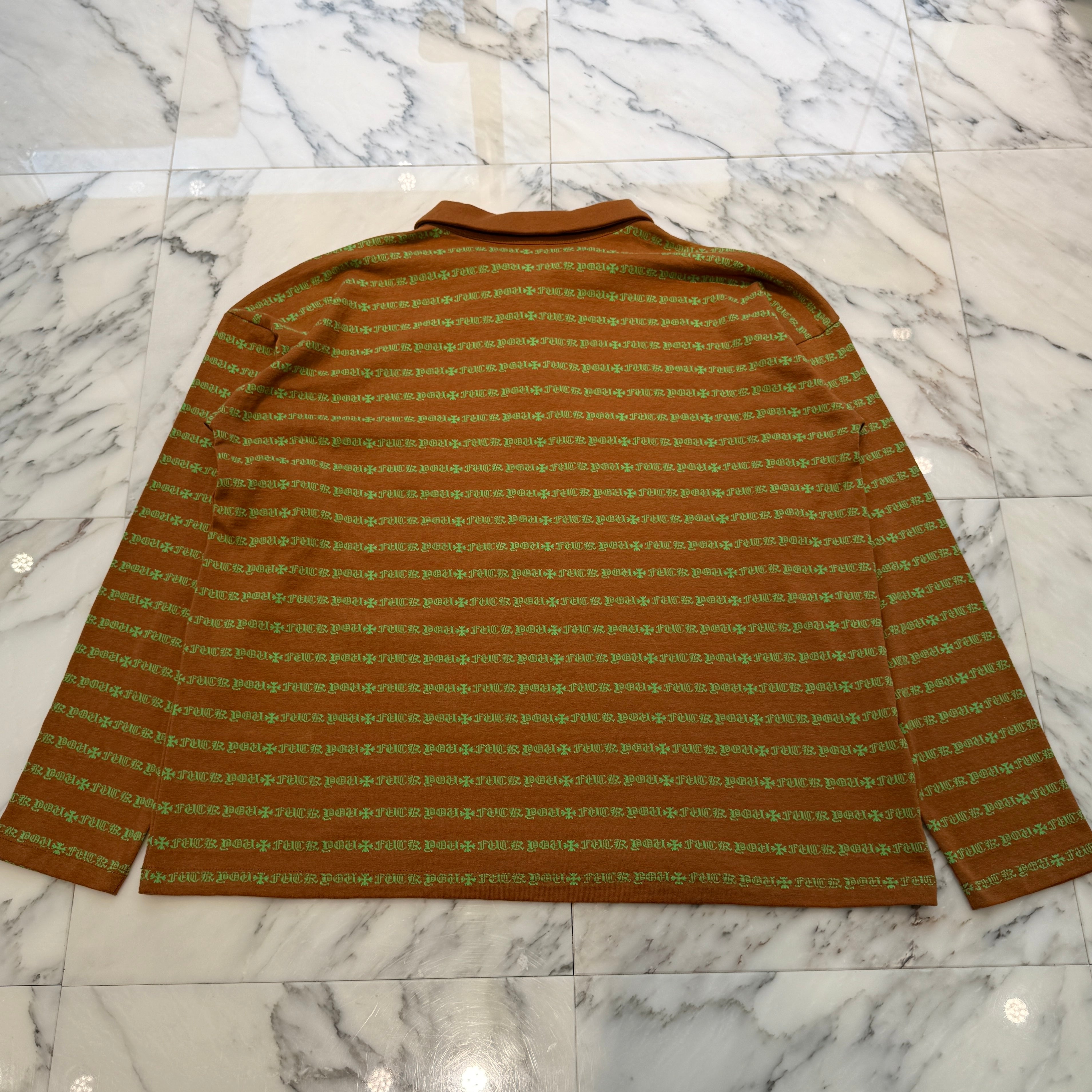 CHROME HEARTS Y NOT Vine Dagger Embroidery Long Sleeve Polo Shirt Size M クロムハーツ ワイノット ヴァインダガー刺繍 ロングスリーブポロシャツ サイズM