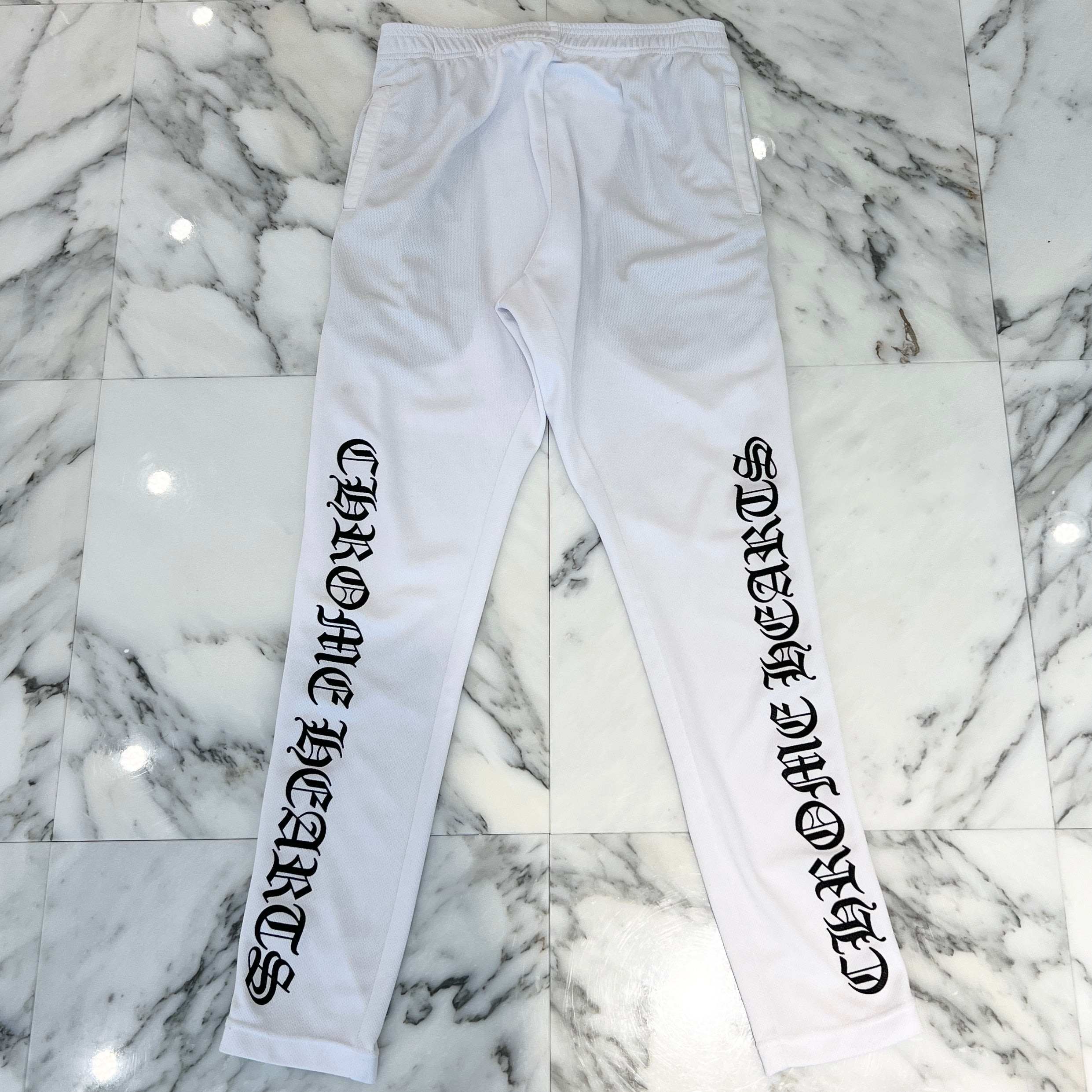 CHROME HEARTS Cross Ball Button Side Snap Track Line Mesh pants