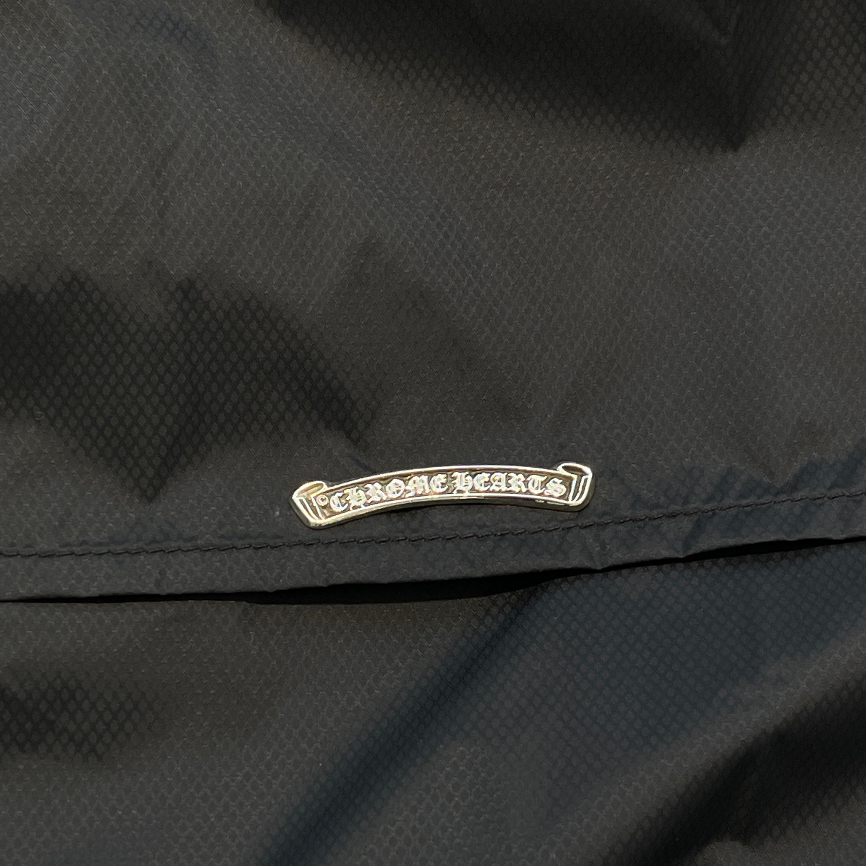 CHROME HEARTS Hooded Leather Cross Patch Nylon Zip Jacket Size L クロムハーツ フーデッド レザークロスパッチ ナイロンジップ ジャケット サイズL