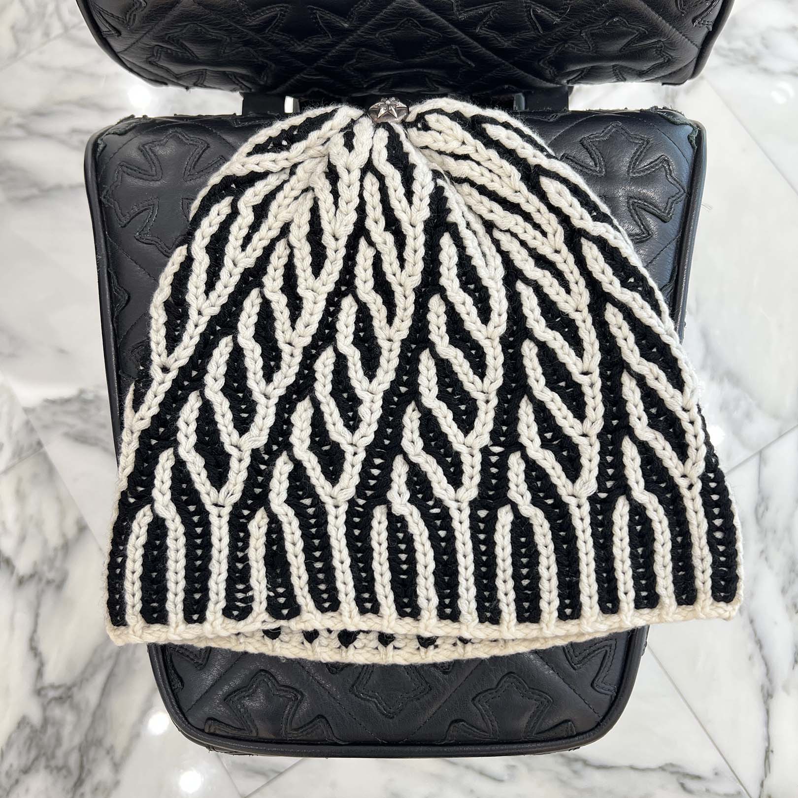 CHROME HEARTS 3 Cross Leather Patch Brioche knitting Cashmere Beanie Size ONESIZE (25cm) クロムハーツ 3クロスレザーパッチ ブリオッシュ編み カシミヤビーニー サイズONESIZE (25cm)
