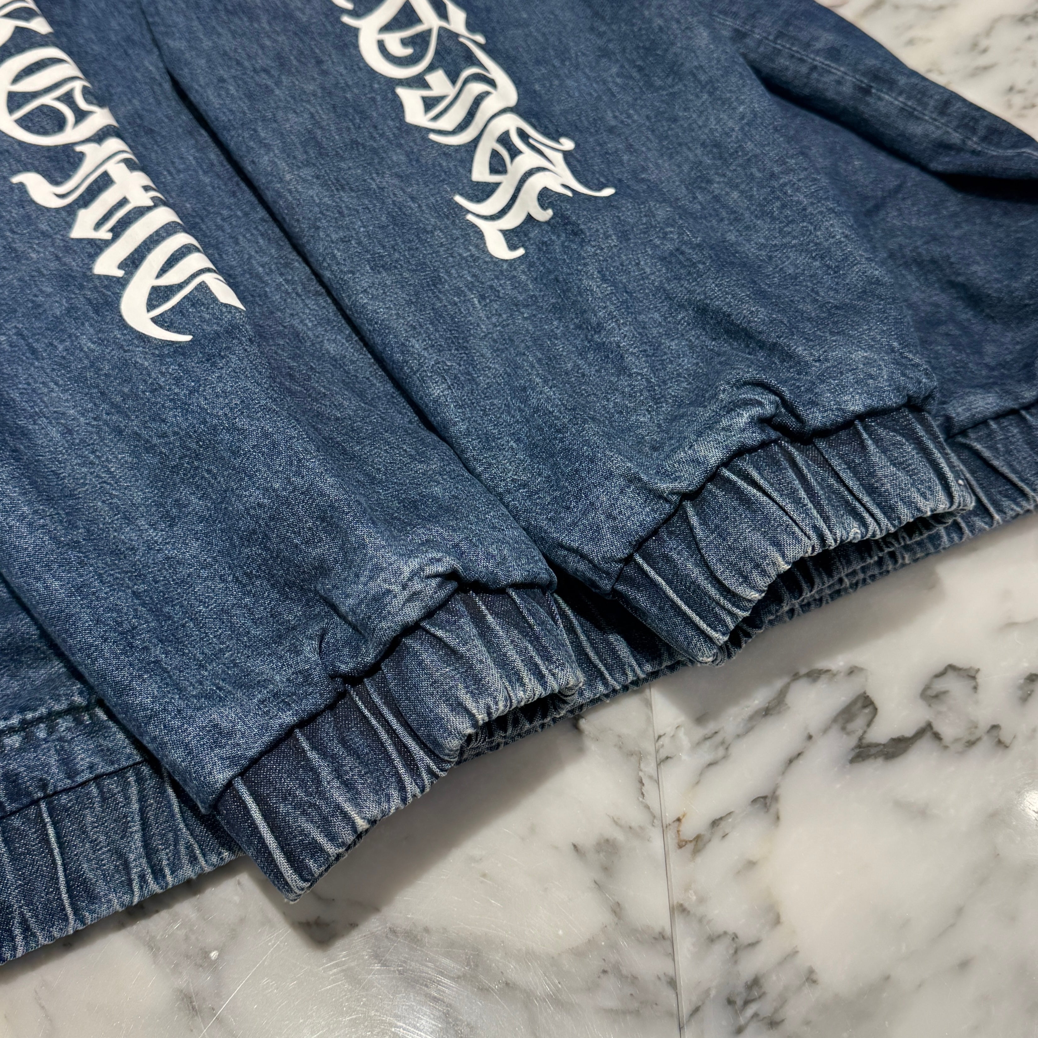 CHROME HEARTS 2024AW Leather Cemetery Triple Cross Denim Anorak Jacket Size XL クロムハーツ レザーセメタリートリプルクロス デニム アノラック ジャケット サイズXL