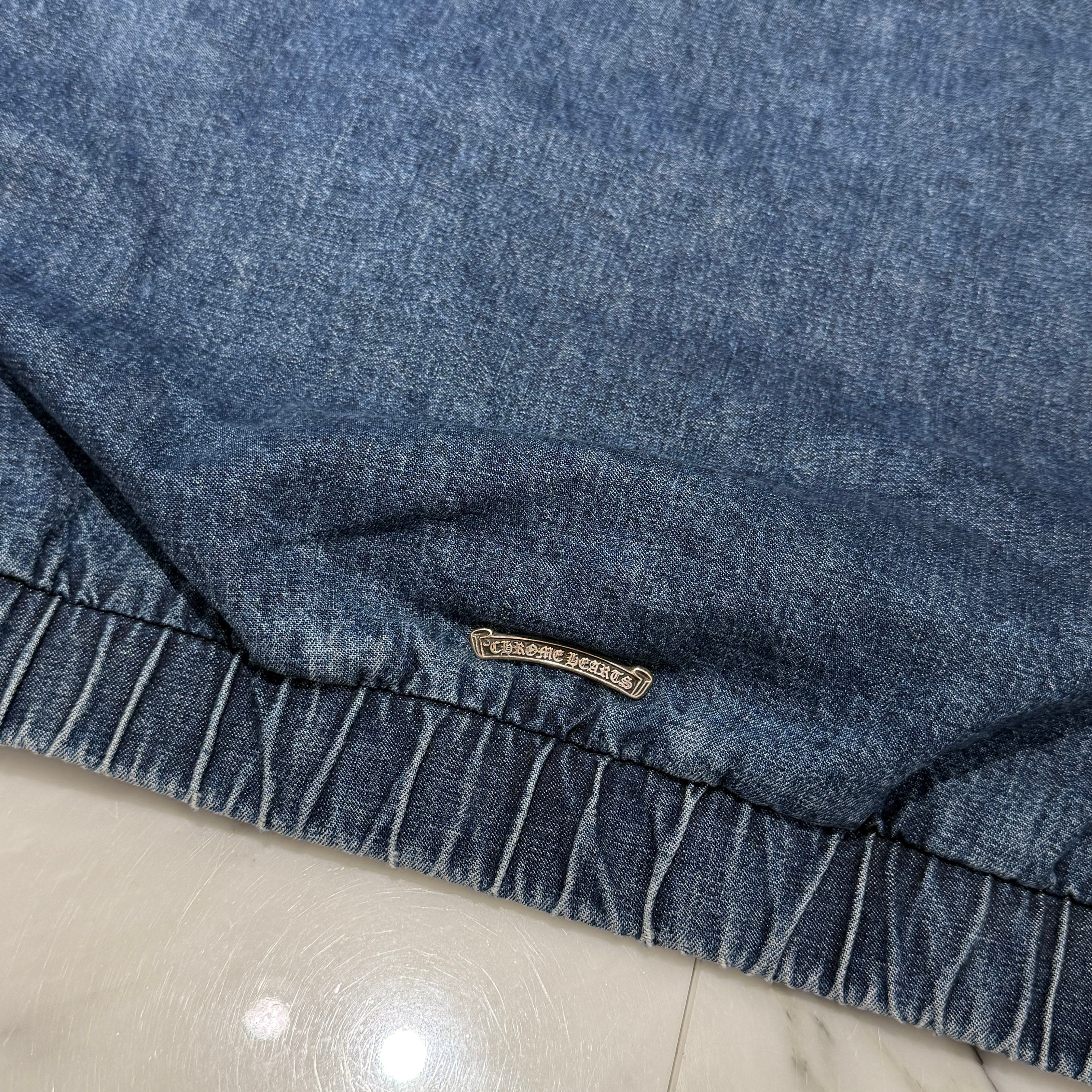 CHROME HEARTS 2024AW Leather Cemetery Triple Cross Denim Anorak Jacket Size XL クロムハーツ レザーセメタリートリプルクロス デニム アノラック ジャケット サイズXL