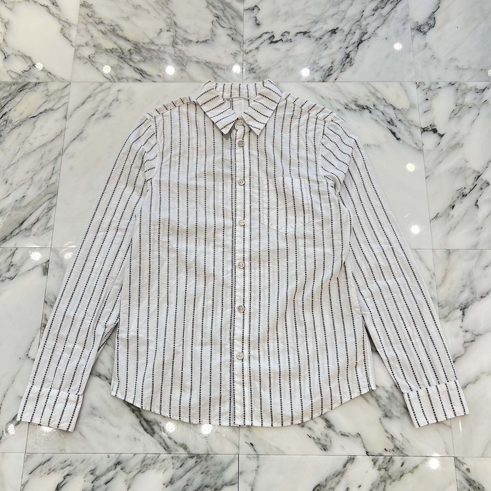 CHROME HEARTS Y NOT Logo Stripe Cotton Shirt Size M クロムハーツ ワイノット ロゴストライプ コットンシャツ サイズM