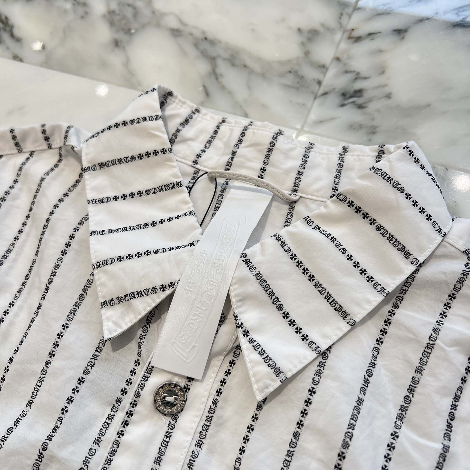 CHROME HEARTS Y NOT Logo Stripe Cotton Shirt Size M クロムハーツ ワイノット ロゴストライプ コットンシャツ サイズM