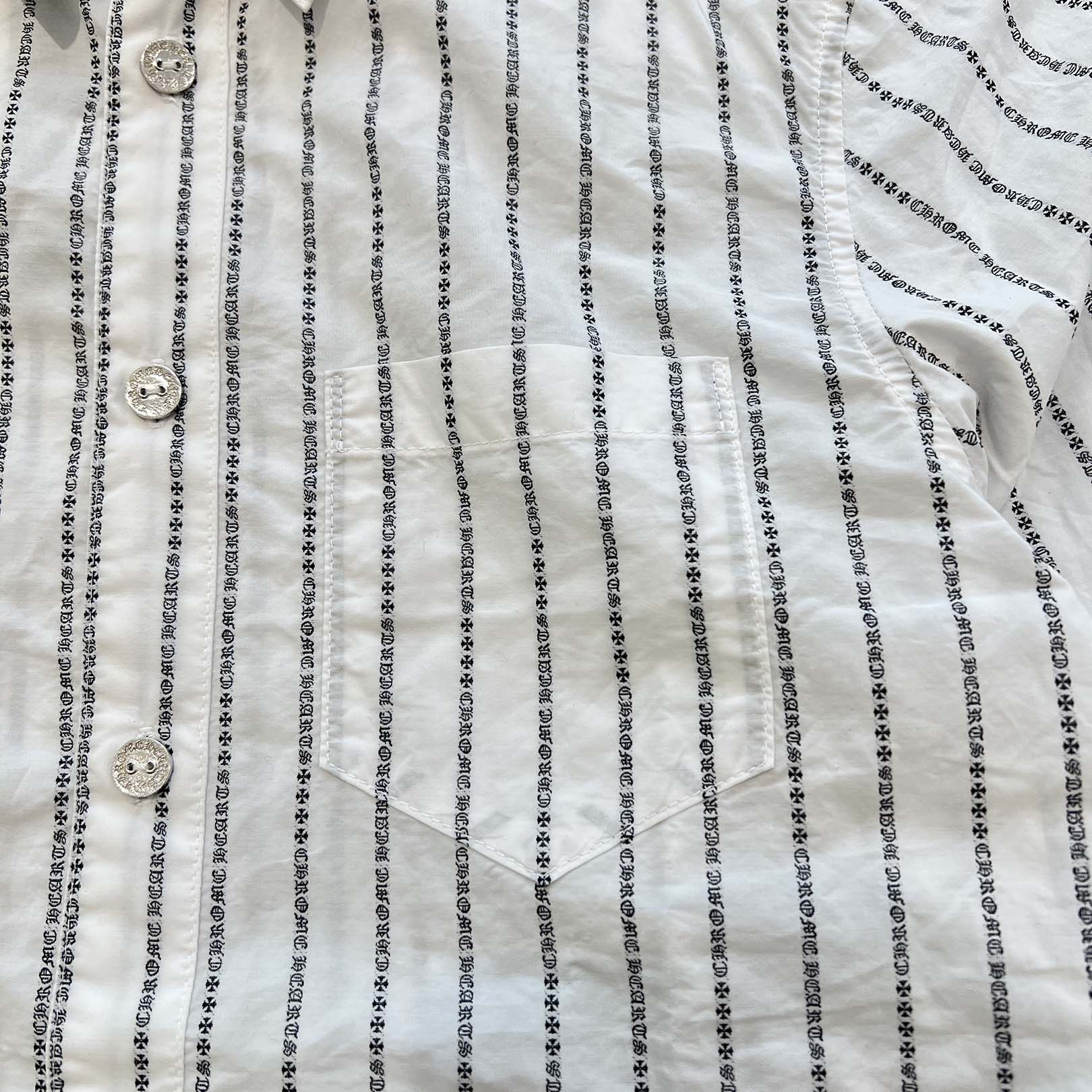 CHROME HEARTS Y NOT Logo Stripe Cotton Shirt Size M クロムハーツ ワイノット ロゴストライプ コットンシャツ サイズM