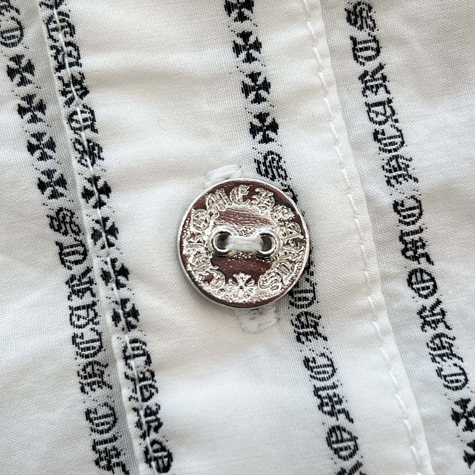 CHROME HEARTS Y NOT Logo Stripe Cotton Shirt Size M クロムハーツ ワイノット ロゴストライプ コットンシャツ サイズM