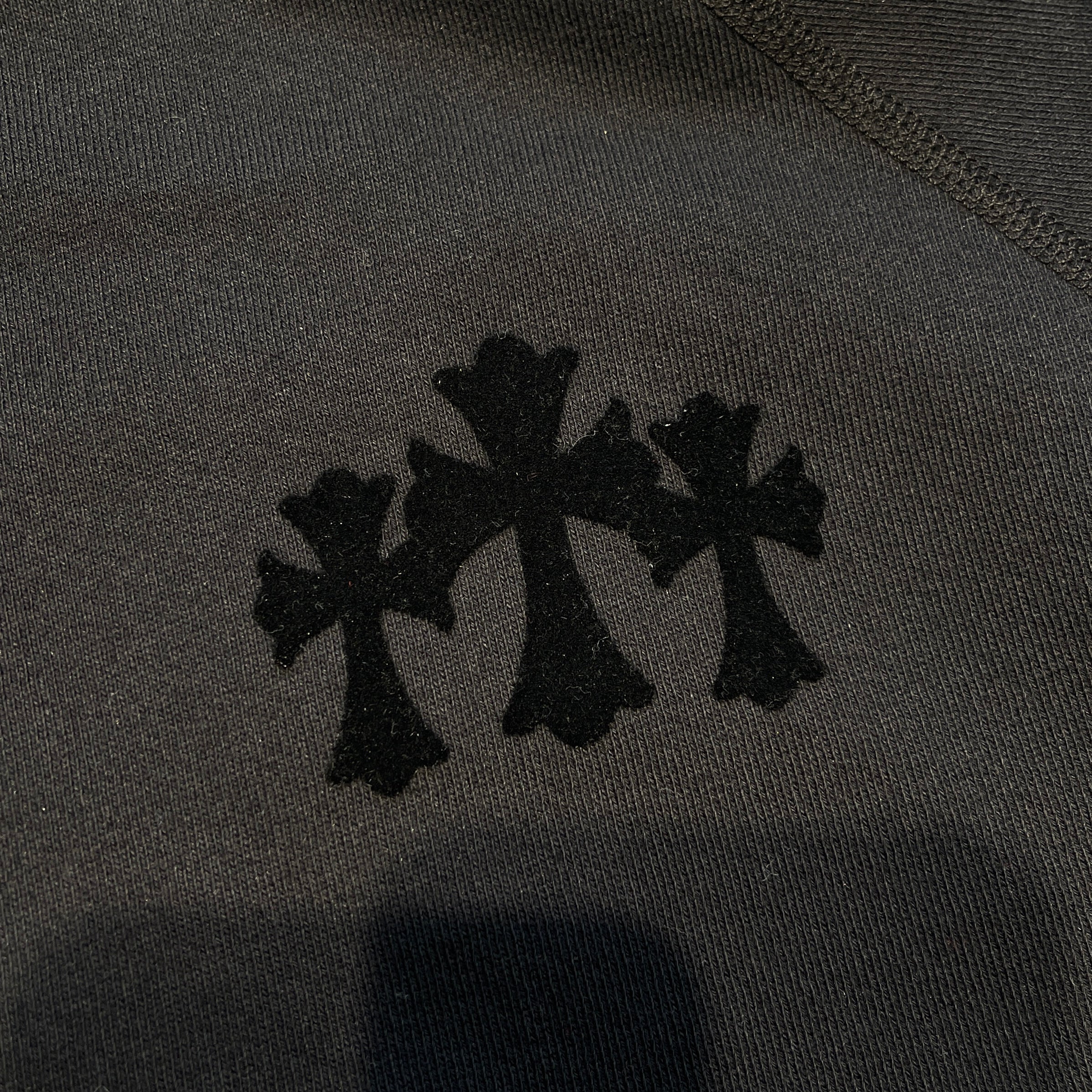 CHROME HEARTS Y NOT Cemetery Cross Flock Patch Sweat Shirt Size S クロムハーツ ワイノット セメタリークロス フロッキーパッチ スウェットシャツ サイズS