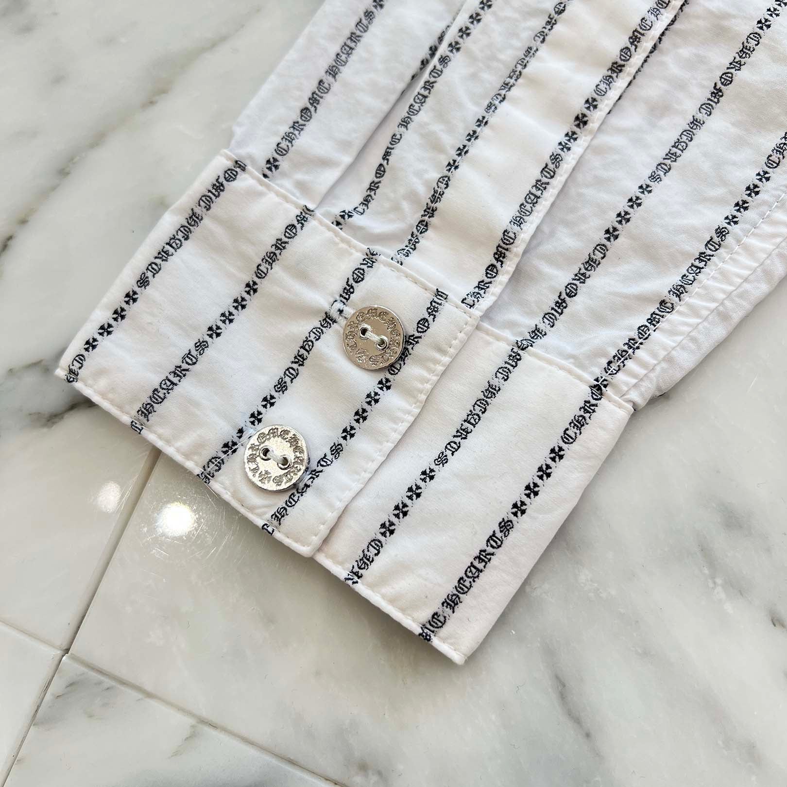 CHROME HEARTS Y NOT Logo Stripe Cotton Shirt Size M クロムハーツ ワイノット ロゴストライプ コットンシャツ サイズM