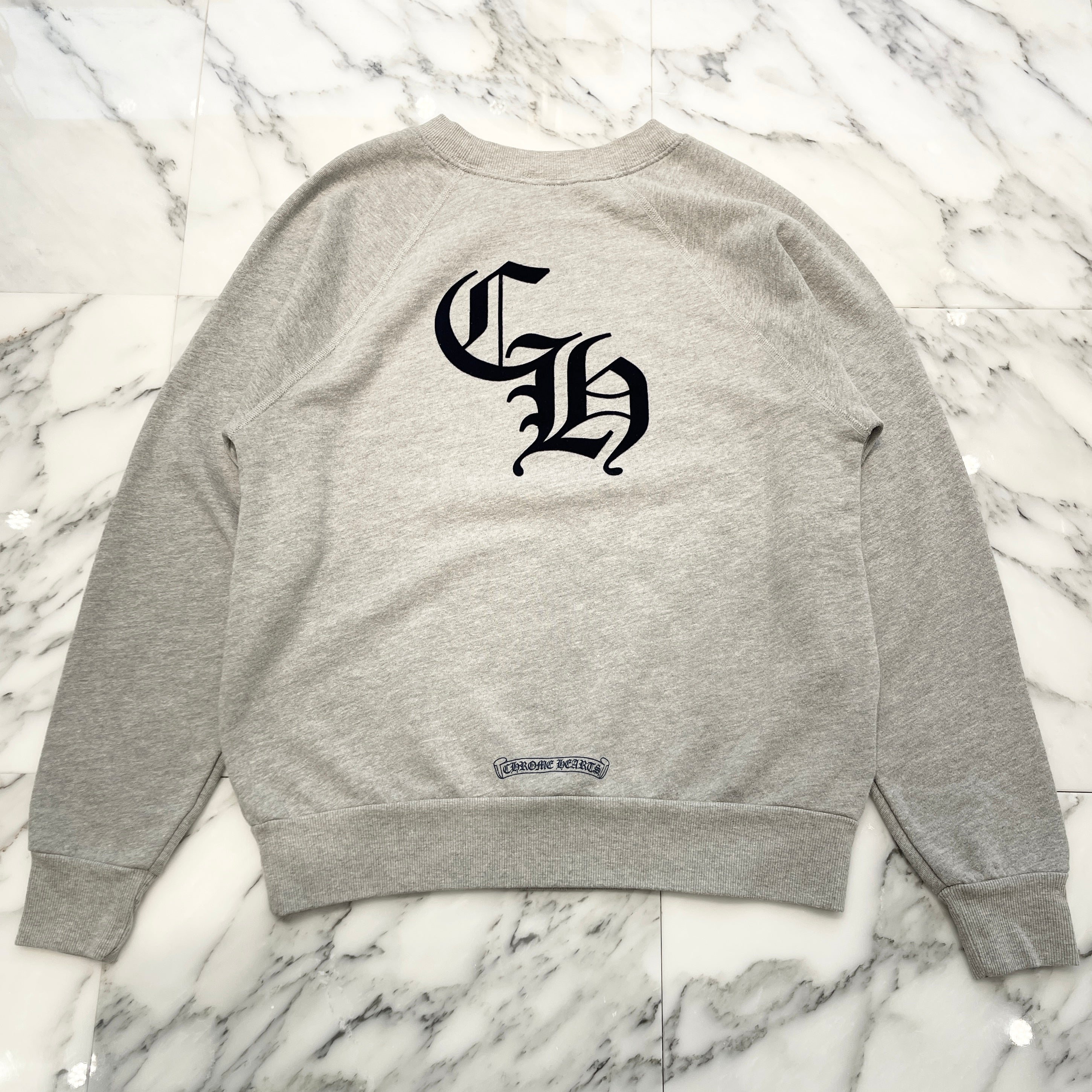 CHROME HEARTS Y NOT Cemetery Cross Flock Print Sweat Shirt Size L クロムハーツ ワイノット セメタリークロス フロッキープリント スウェットシャツ サイズL