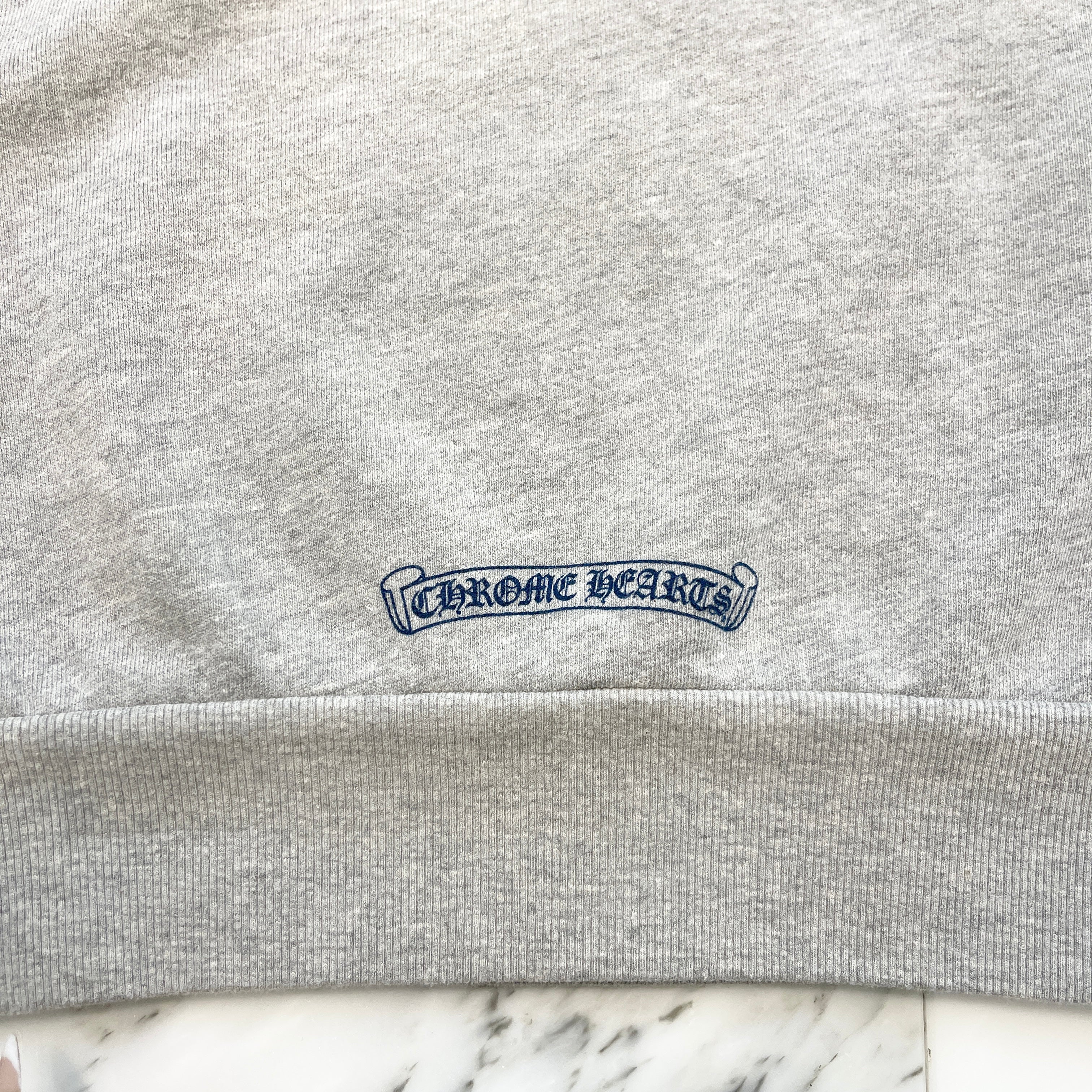 CHROME HEARTS Y NOT Cemetery Cross Flock Print Sweat Shirt Size L クロムハーツ ワイノット セメタリークロス フロッキープリント スウェットシャツ サイズL