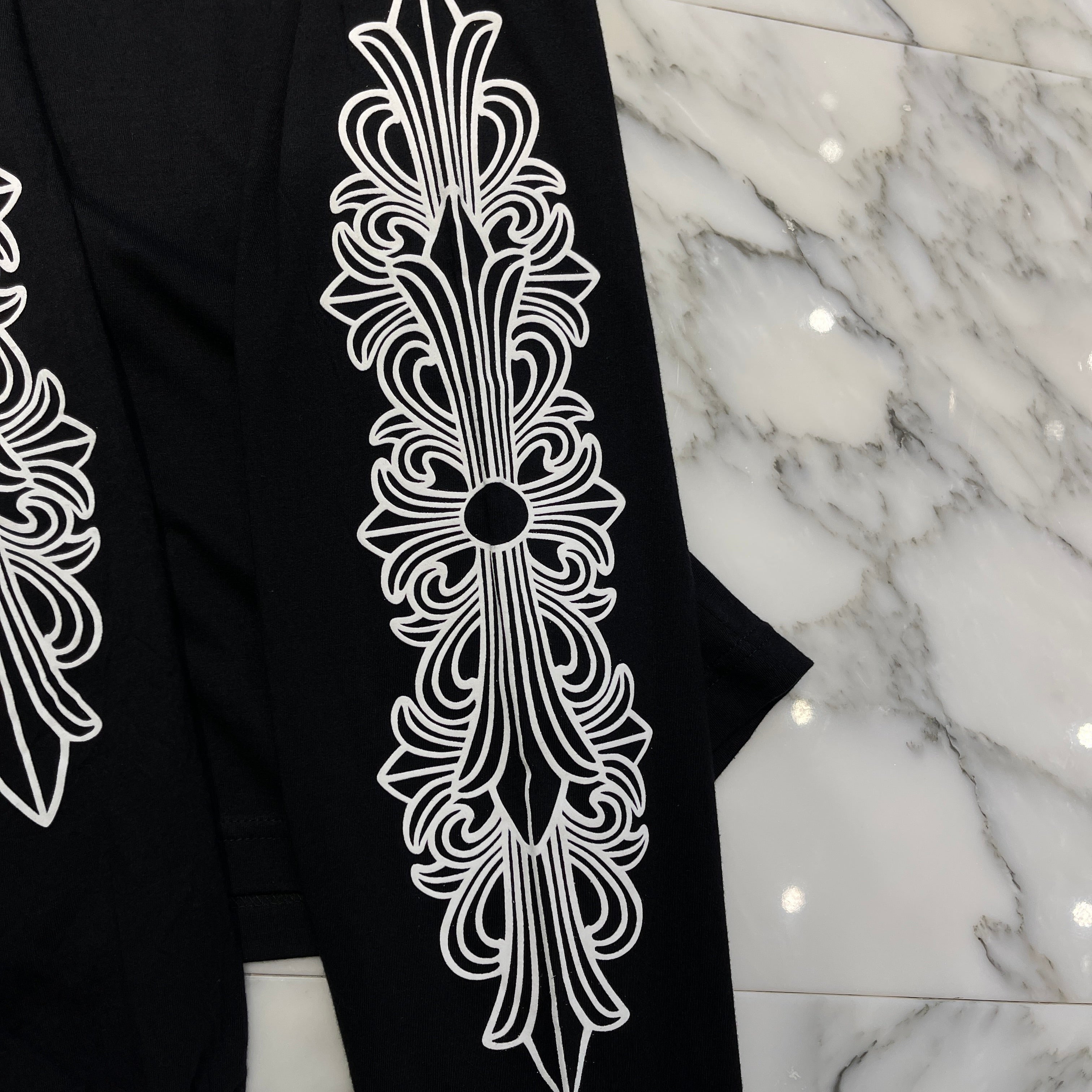 CHROME HEARTS Floral Cross Horseshoe Long Sleeve Tee Size L クロムハーツ フローラルクロス ホースシューロングスリーブTシャツ サイズL