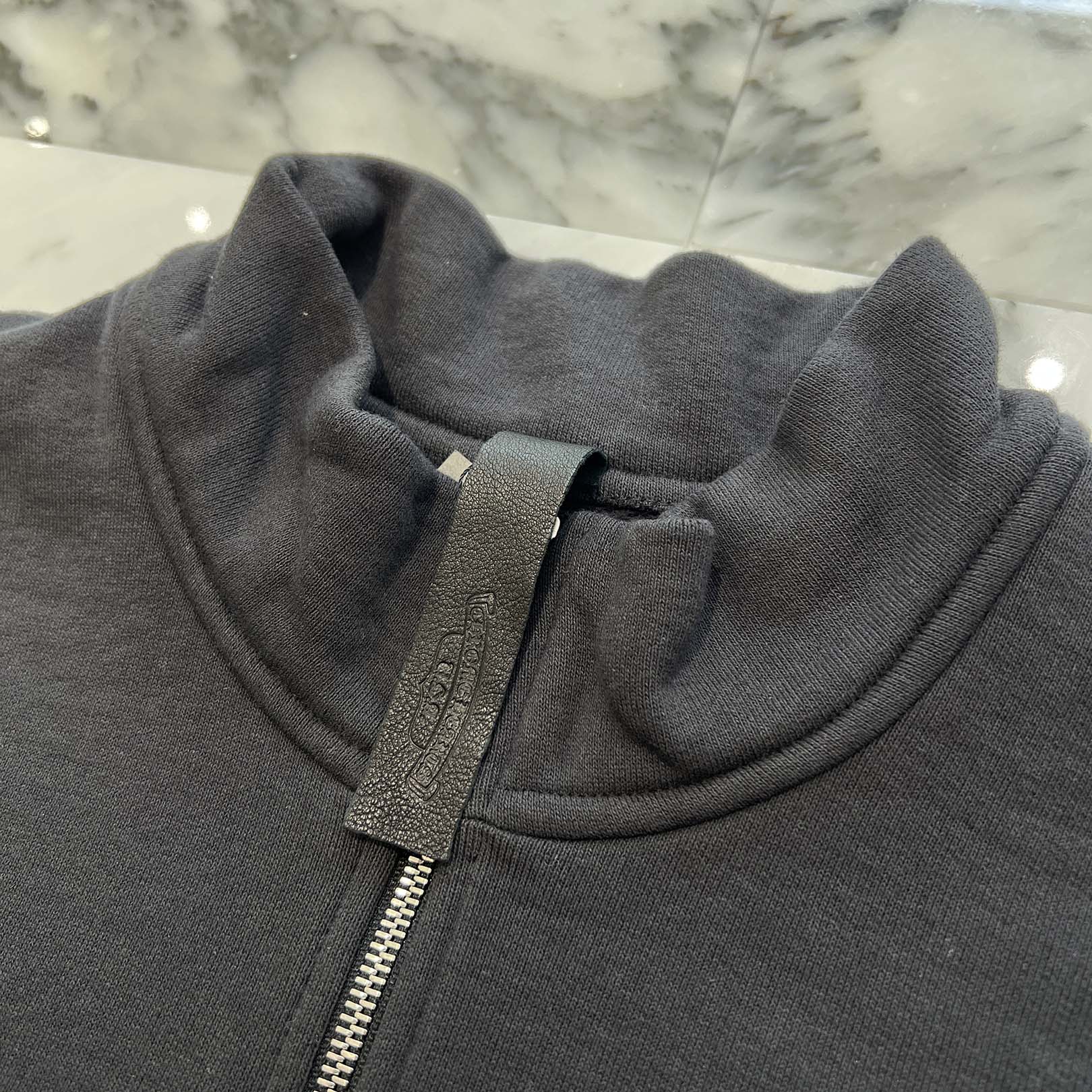 CHROME HEARTS Y NOT Cemetery Cross Patch Half Zip Sweat Shirt Size