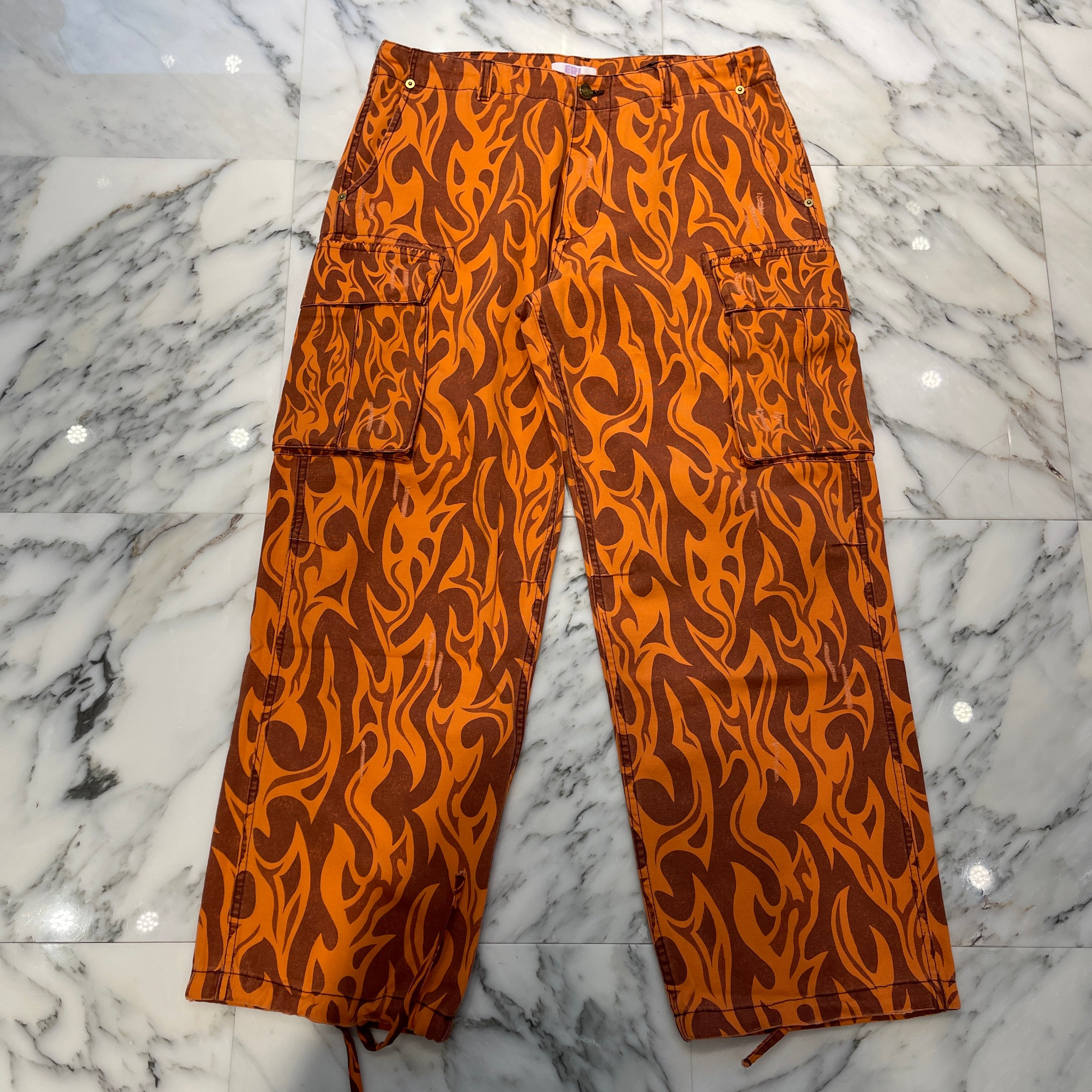 ERL 2024SS Mid Rise Flame Print Cargo Pants 241260F087001 Size M イーアールエル ミッドライズ フレームプリント カーゴパンツ サイズM