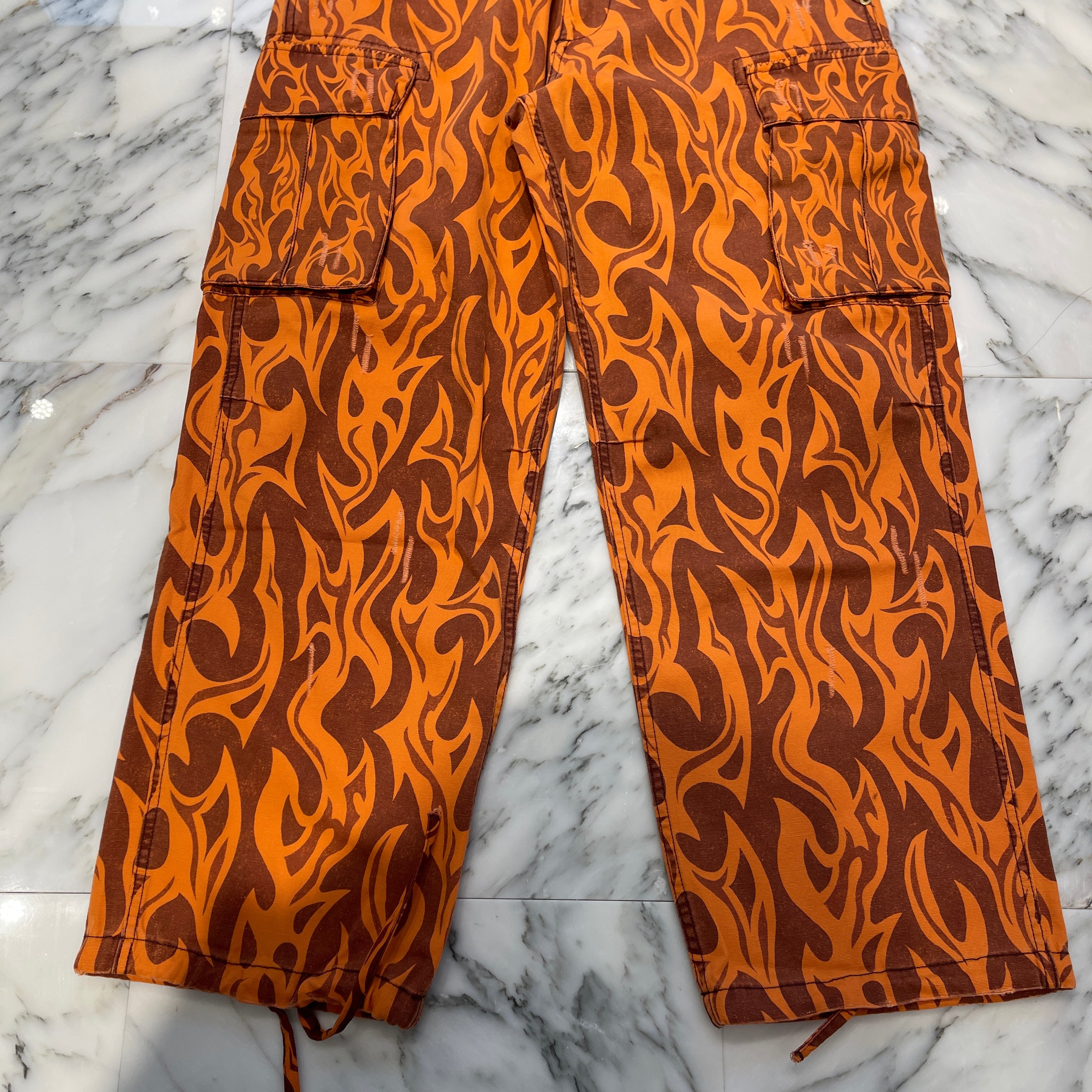 ERL 2024SS Mid Rise Flame Print Cargo Pants 241260F087001 Size M イーアールエル ミッドライズ フレームプリント カーゴパンツ サイズM
