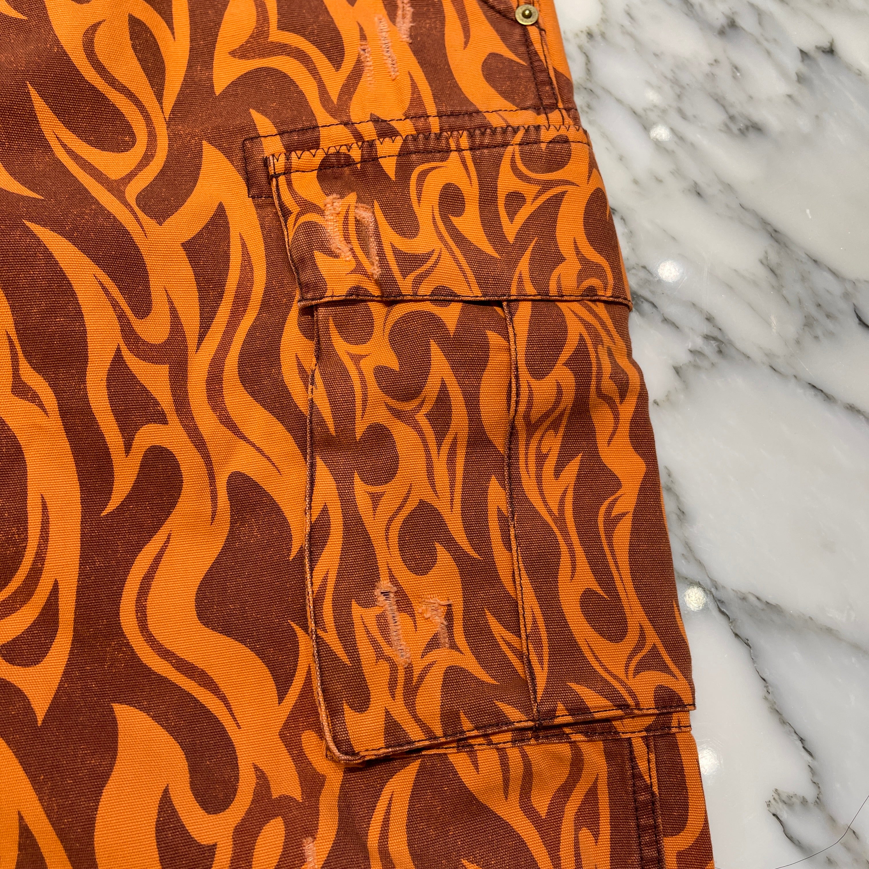 ERL 2024SS Mid Rise Flame Print Cargo Pants 241260F087001 Size M イーアールエル ミッドライズ フレームプリント カーゴパンツ サイズM