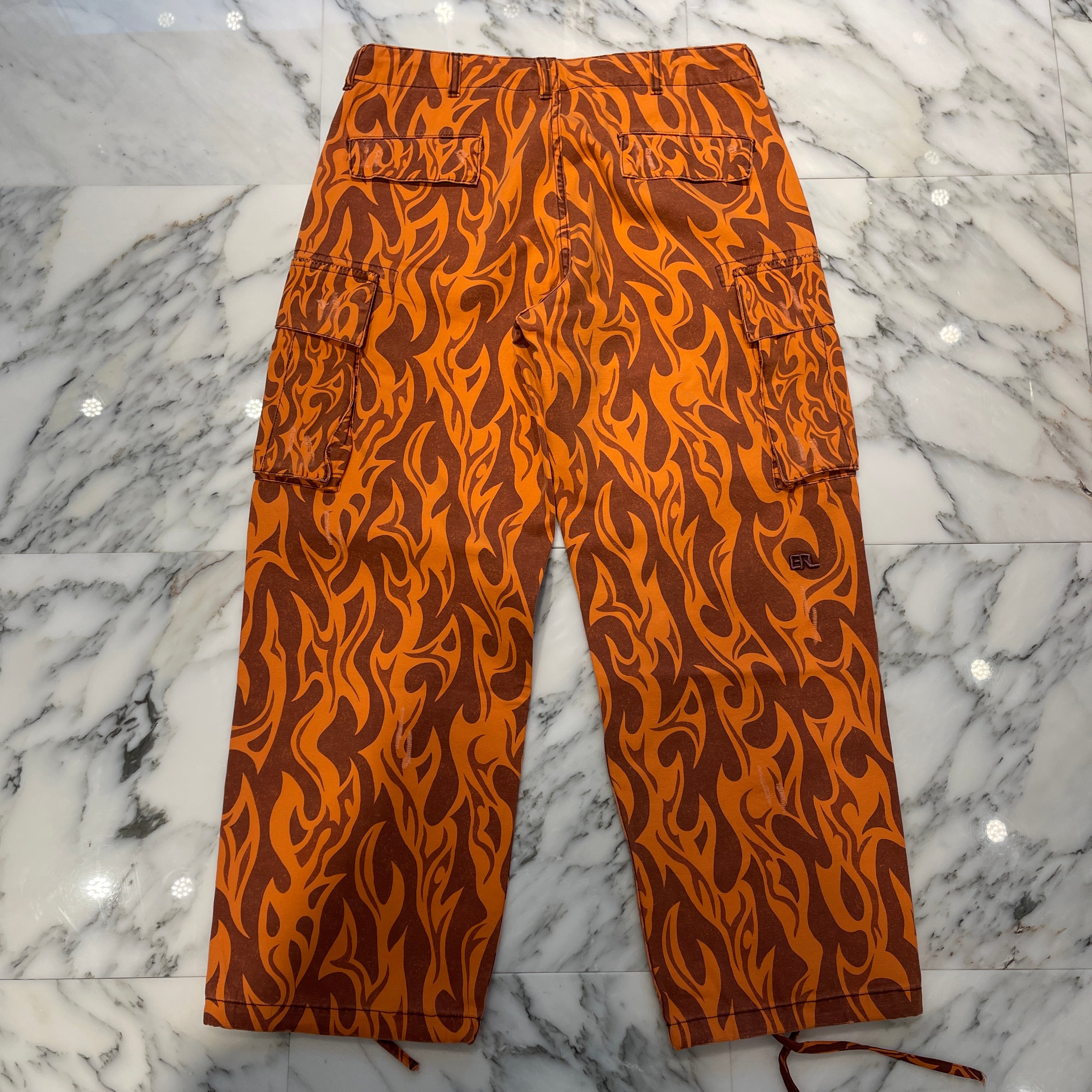 ERL 2024SS Mid Rise Flame Print Cargo Pants 241260F087001 Size M イーアールエル ミッドライズ フレームプリント カーゴパンツ サイズM
