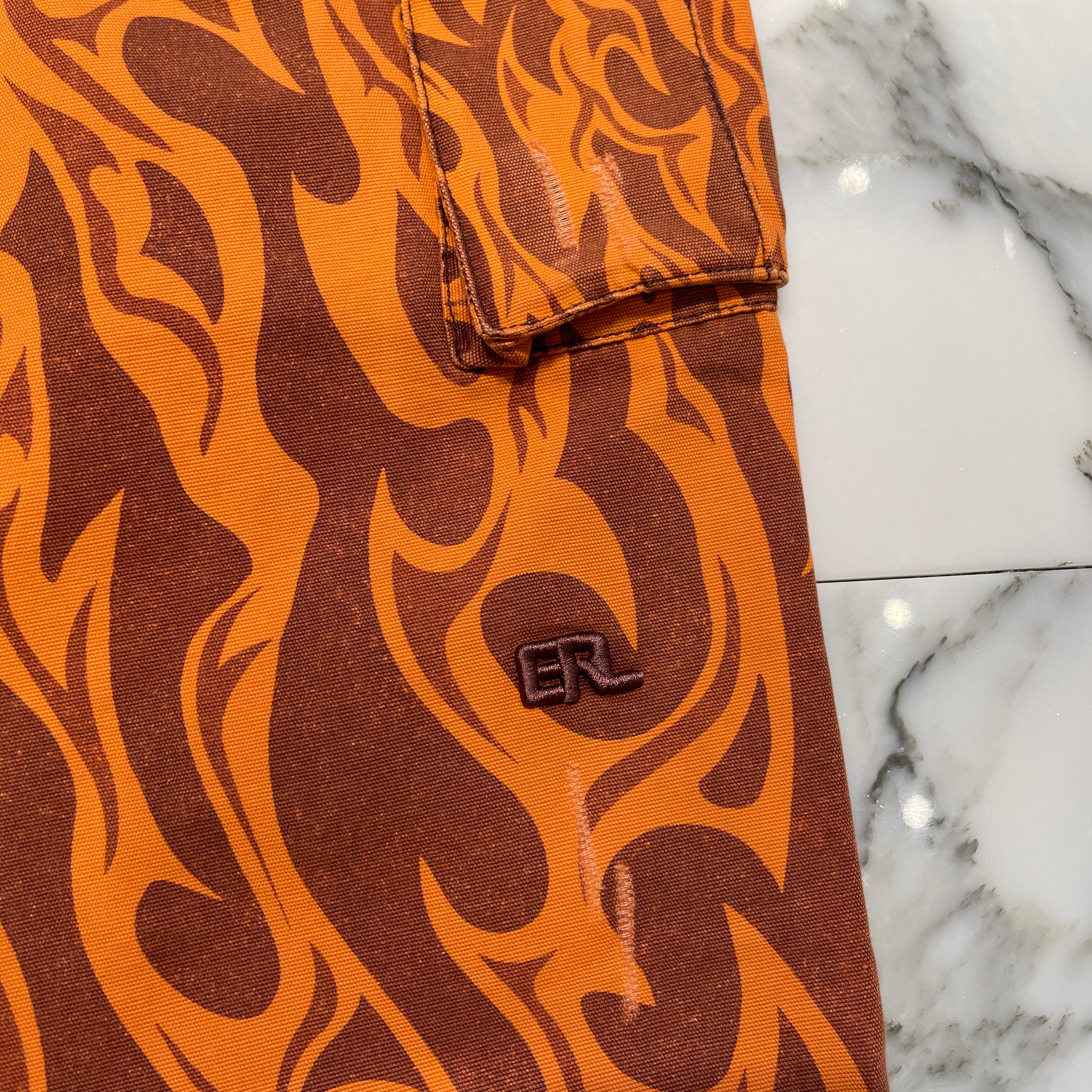 ERL 2024SS Mid Rise Flame Print Cargo Pants 241260F087001 Size M イーアールエル ミッドライズ フレームプリント カーゴパンツ サイズM