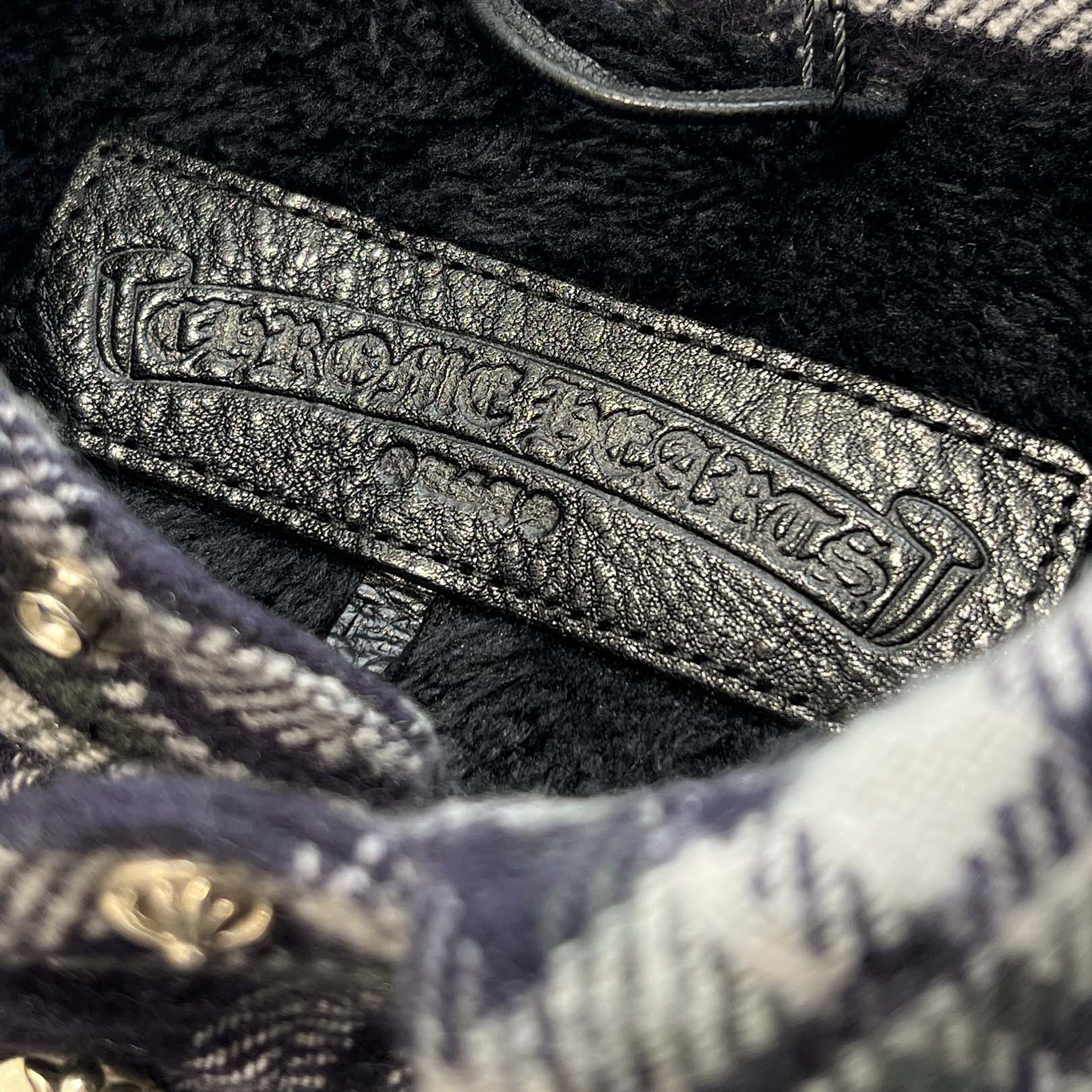 CHROME HEARTS Y NOT Fleece Boa Check Shirt Jacket Size M クロムハーツ ワイノット フリース 裏地ボア チェックシャツ ジャケット サイズM