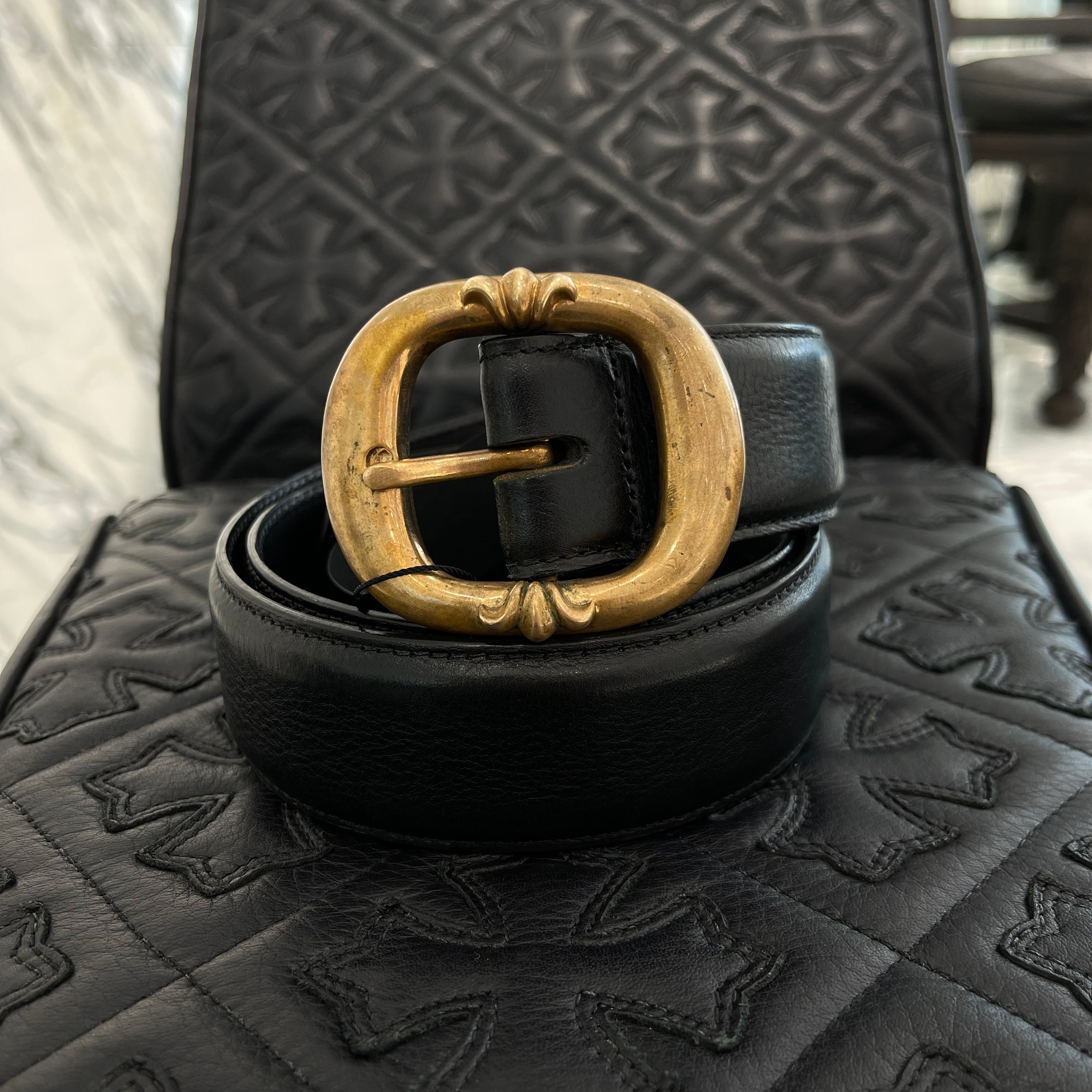 CHROME HEARTS Bronze Gunslinger Leather Belt Size 32 クロムハーツ ブロンズ ガンスリンガー レザーベルト サイズ32