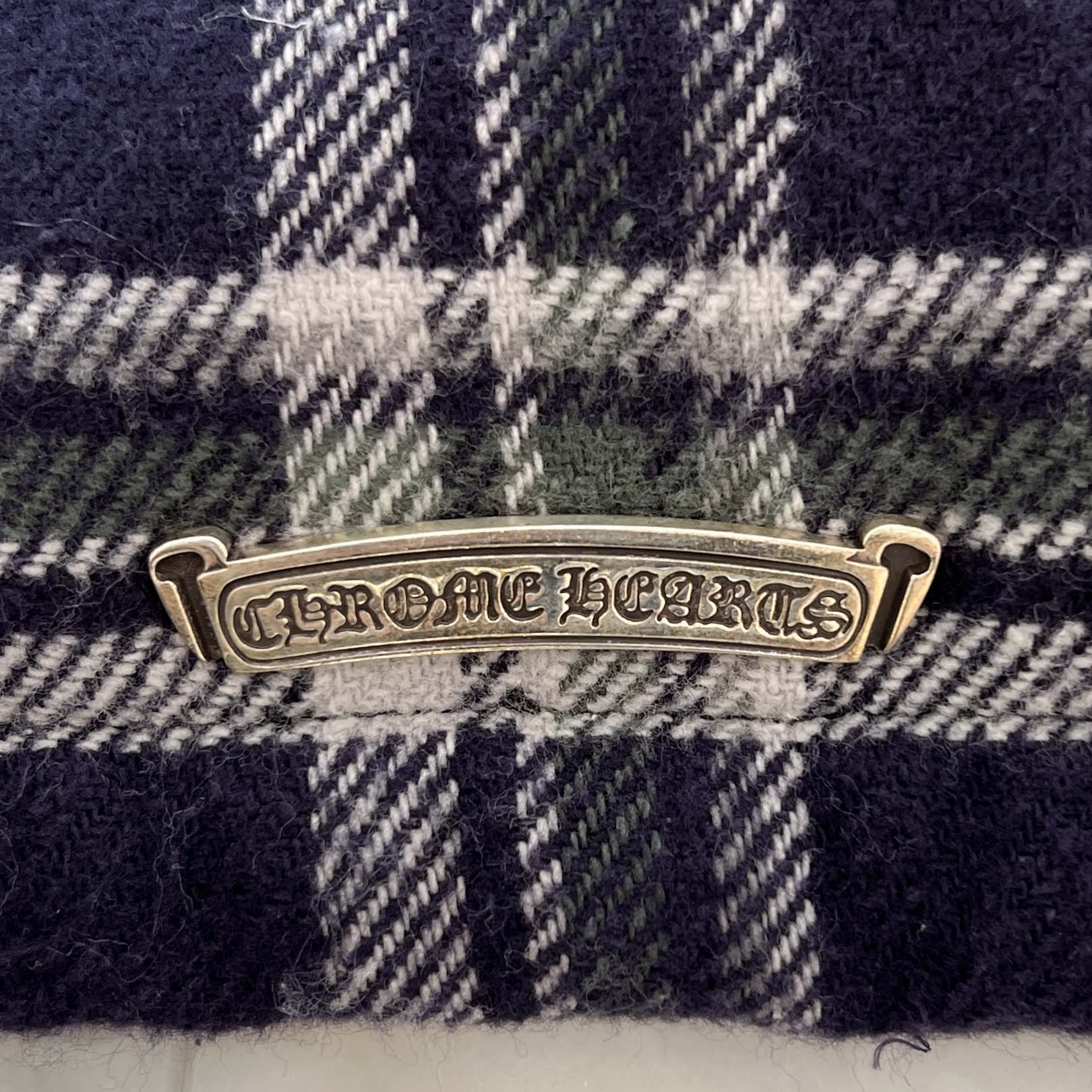 CHROME HEARTS Y NOT Fleece Boa Check Shirt Jacket Size M クロムハーツ ワイノット フリース 裏地ボア チェックシャツ ジャケット サイズM