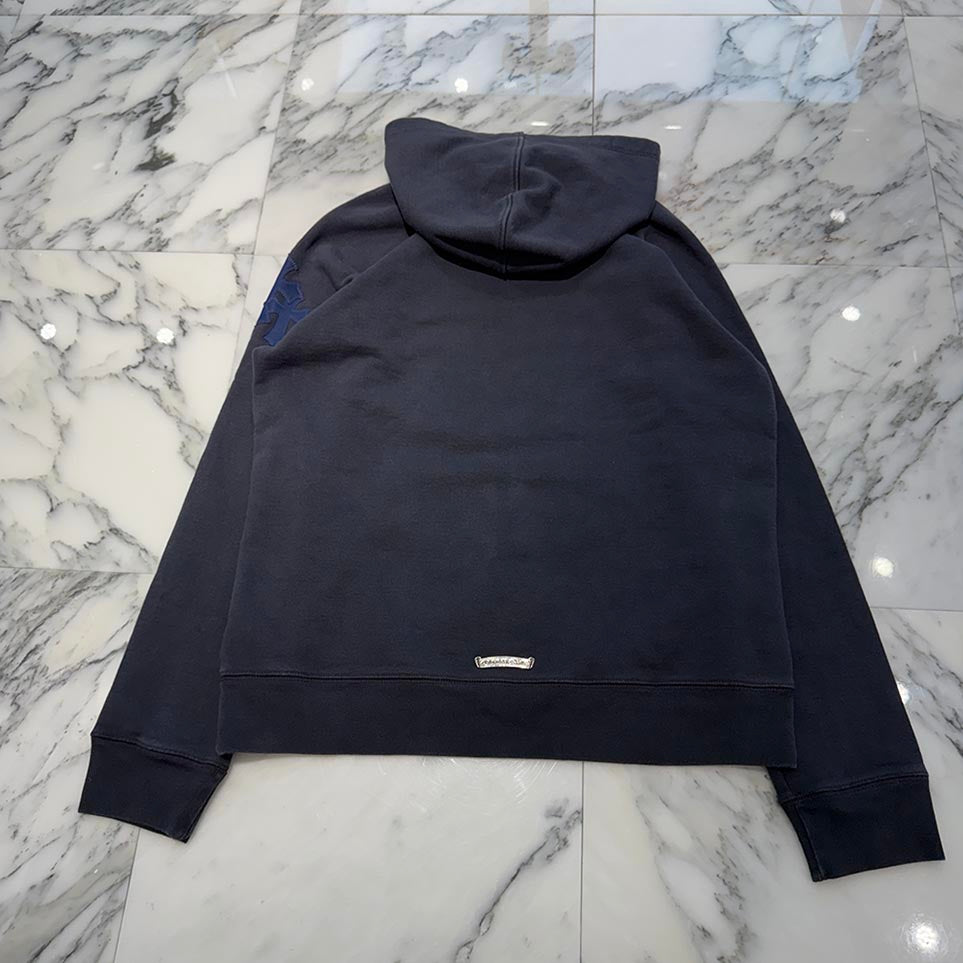 CHROME HEARTS Y NOT Triple Cross Leather Patch Pullover Hoodie Size L クロムハーツ ワイノット トリプスクロス レザーパッチ プルオーバーフーディ サイズL