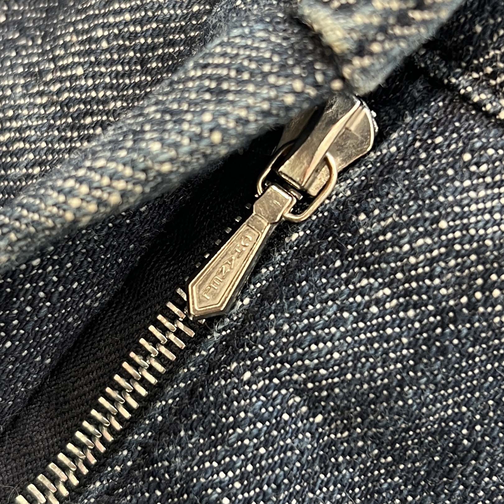 CHANEL Coco Button Pearl Rhinestone Denim Pants P25297 Size 34