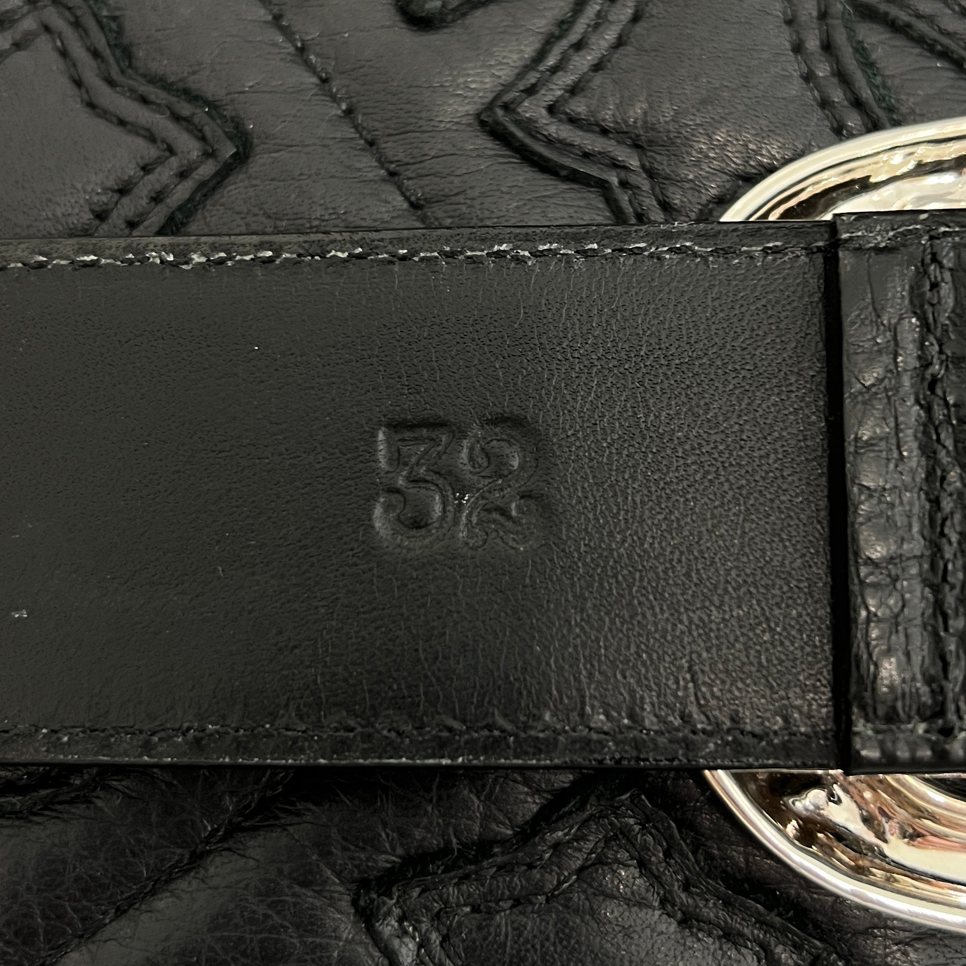 CHROME HEARTS 1.5 Gunslinger Leather Belt Size 32 クロムハーツ 1.5