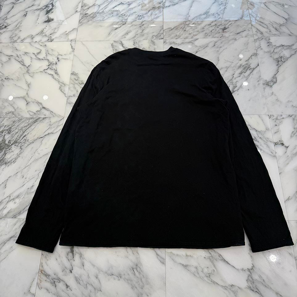 CHROME HEARTS Y NOT 1 Cross Leather Patch Quilting Long Sleeve Tee Size XXL クロムハーツ ワイノット 1クロスレザーパッチ キルティング ロングスリーブTシャツ サイズXXL