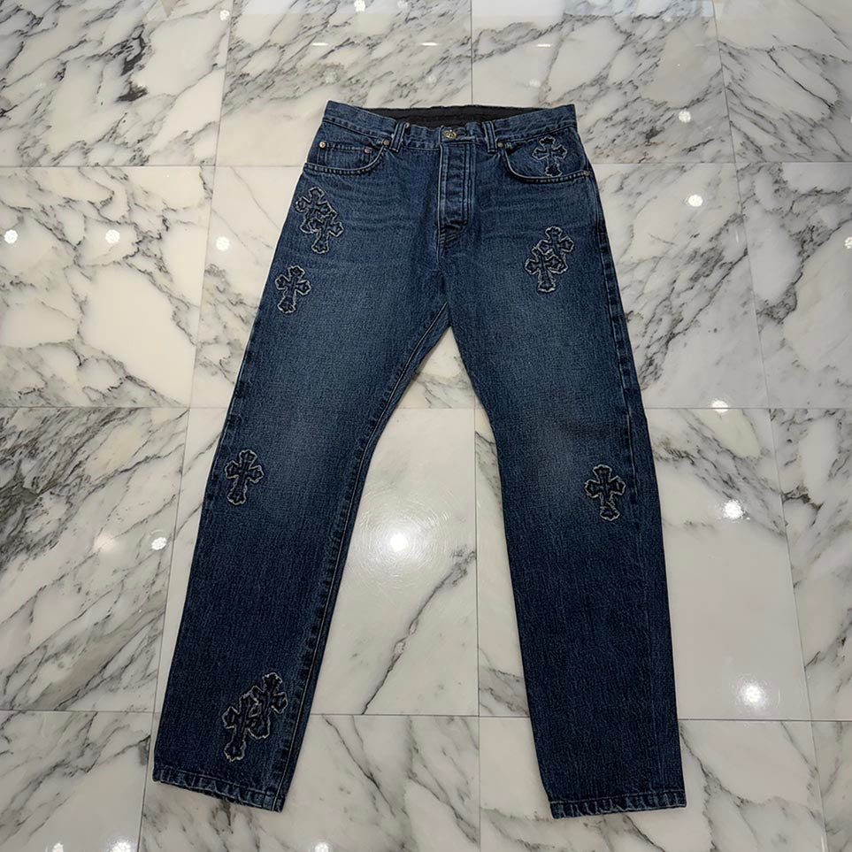 CHROME HEARTS Cross Ball Button Denim Cross patch Denim Pants Size