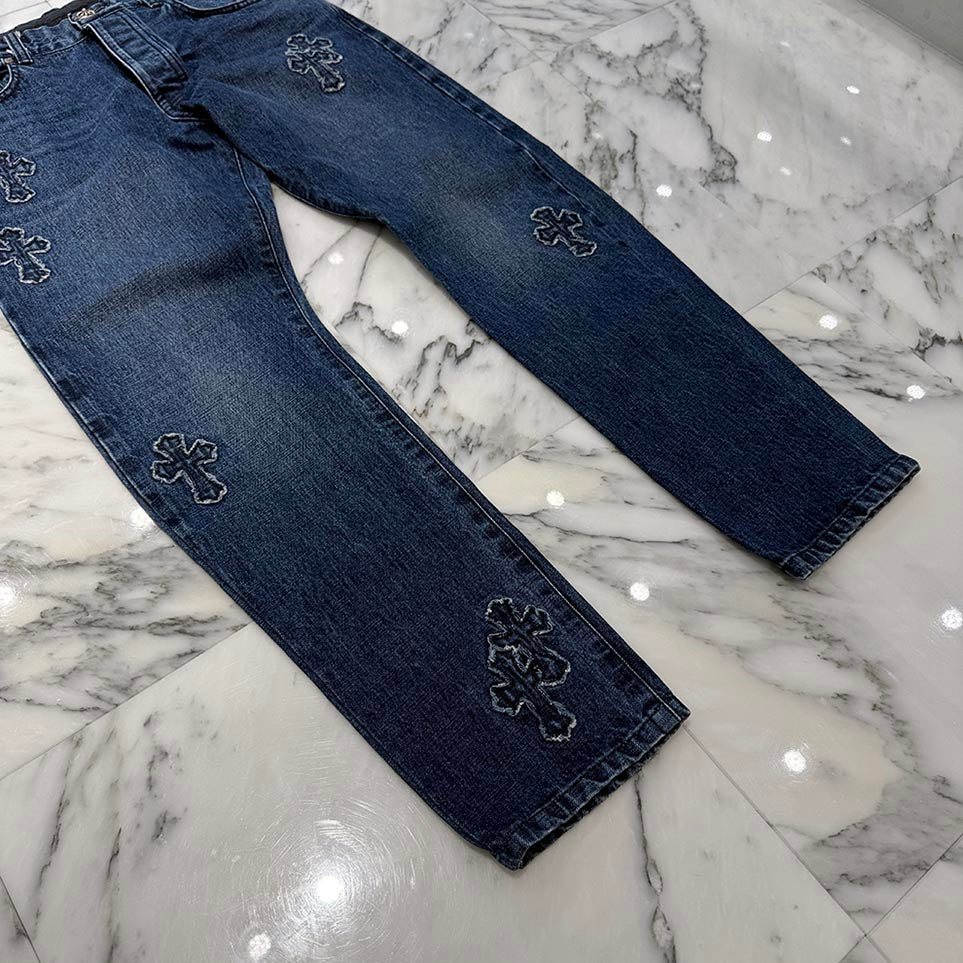 CHROME HEARTS Cross Ball Button Denim Cross patch Denim Pants Size 32 クロムハーツ クロスボールボタン デニムクロスパッチ デニムパンツ サイズ32
