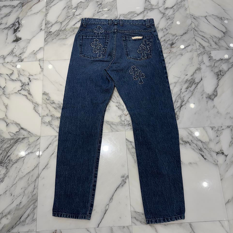 CHROME HEARTS Cross Ball Button Denim Cross patch Denim Pants Size 32 クロムハーツ クロスボールボタン デニムクロスパッチ デニムパンツ サイズ32