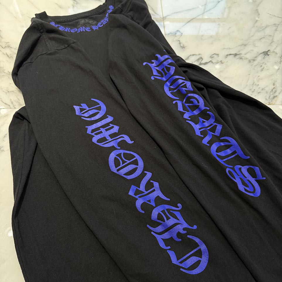 CHROME HEARTS 2024AW Old English Neck Logo Neon Blue Long Sleeve Tee Size L クロムハーツ オールドイングリッシュネックロゴネオンブルーロングスリーブTシャツ サイズL