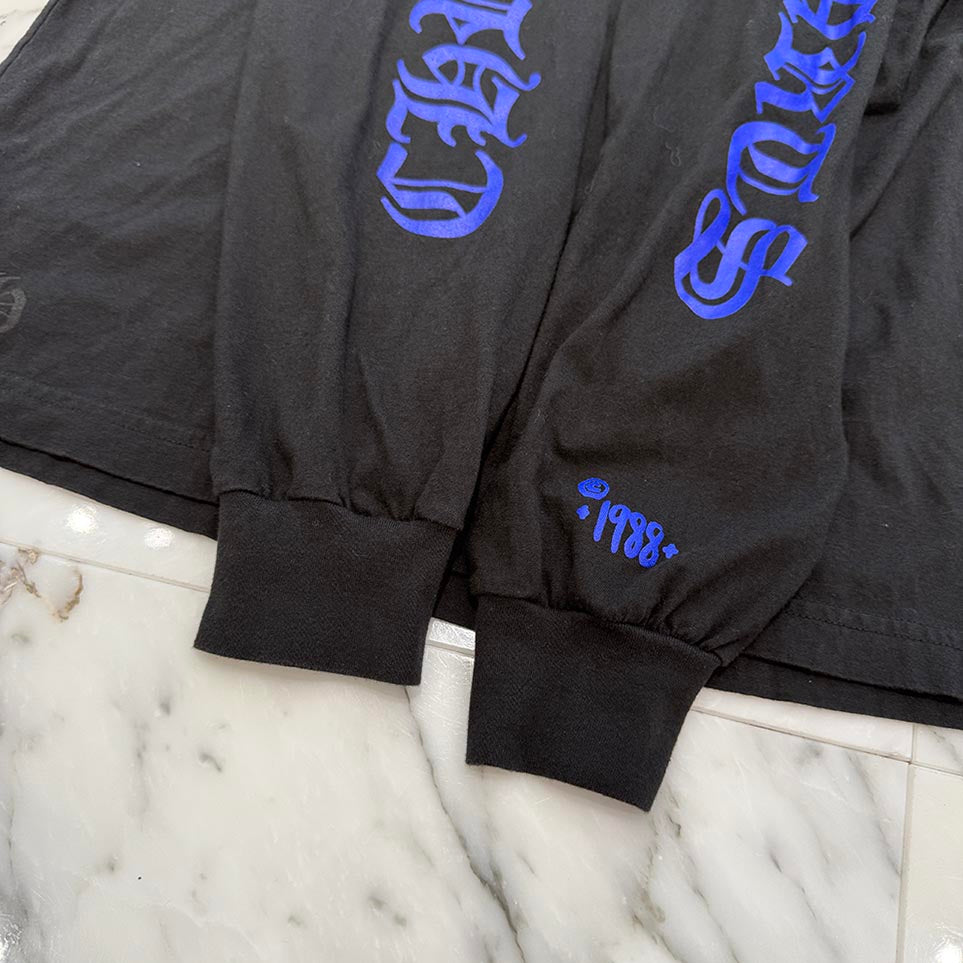 CHROME HEARTS 2024AW Old English Neck Logo Neon Blue Long Sleeve Tee Size L クロムハーツ オールドイングリッシュネックロゴネオンブルーロングスリーブTシャツ サイズL