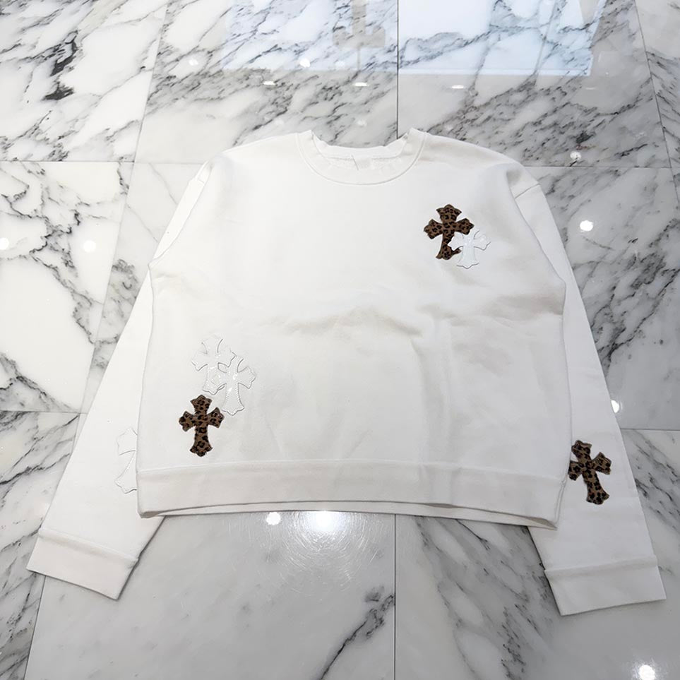 CHROME HEARTS Y NOT Multi Leather Cross Patch Sweatshirt Size M クロムハーツ ワイノット マルチレザークロスパッチ スウェットシャツ サイズM