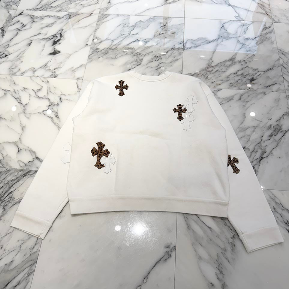 CHROME HEARTS Y NOT Multi Leather Cross Patch Sweatshirt Size M クロムハーツ ワイノット マルチレザークロスパッチ スウェットシャツ サイズM