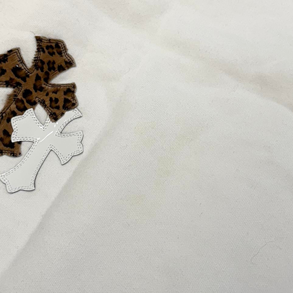 CHROME HEARTS Y NOT Multi Leather Cross Patch Sweatshirt Size M クロムハーツ ワイノット マルチレザークロスパッチ スウェットシャツ サイズM