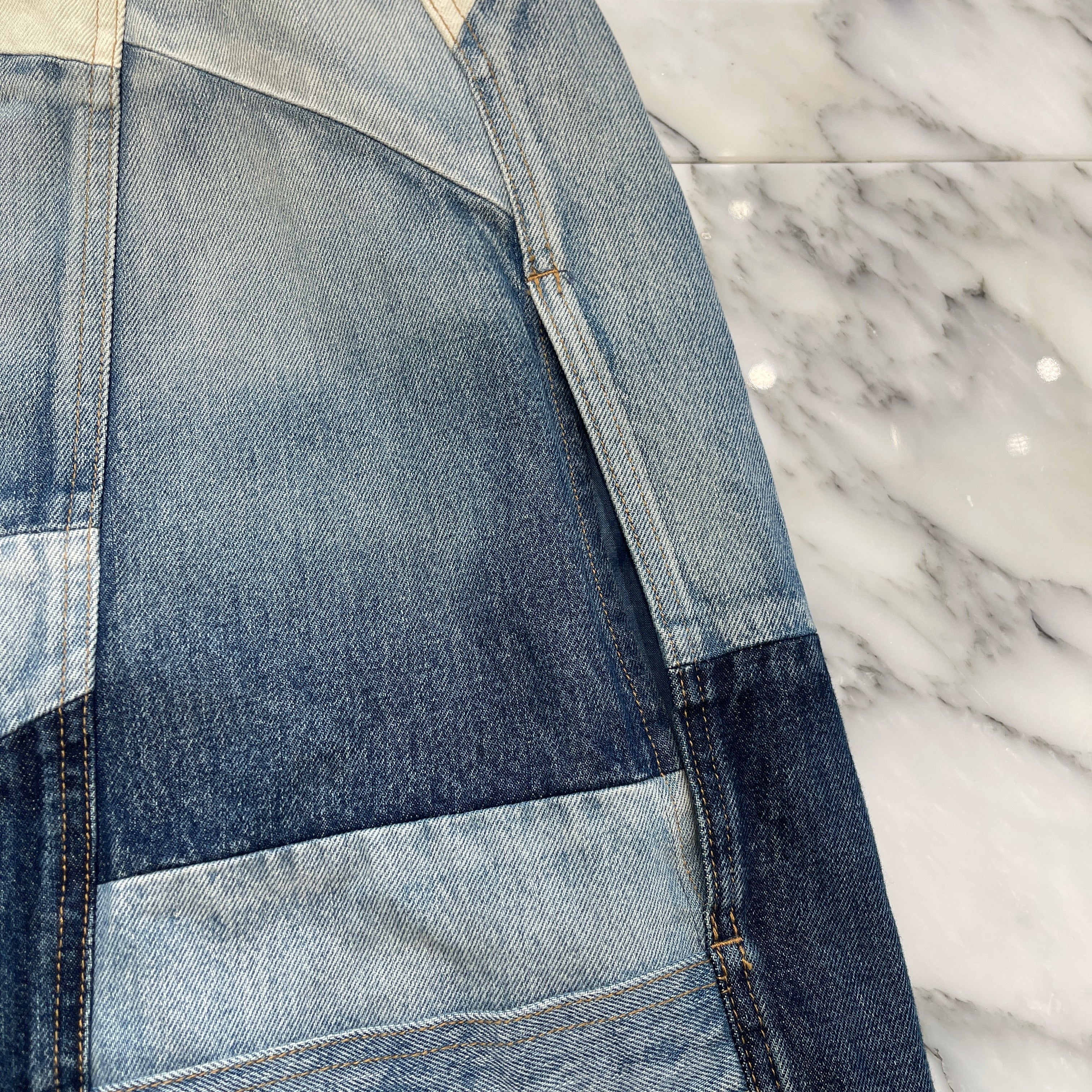 SAINT LAURENT PARIS 2016SS Patch Work Denim Vest Jacket 421293 Y372L Size XS サンローランパリ パッチワーク デニムベスト ジャケット サイズXS