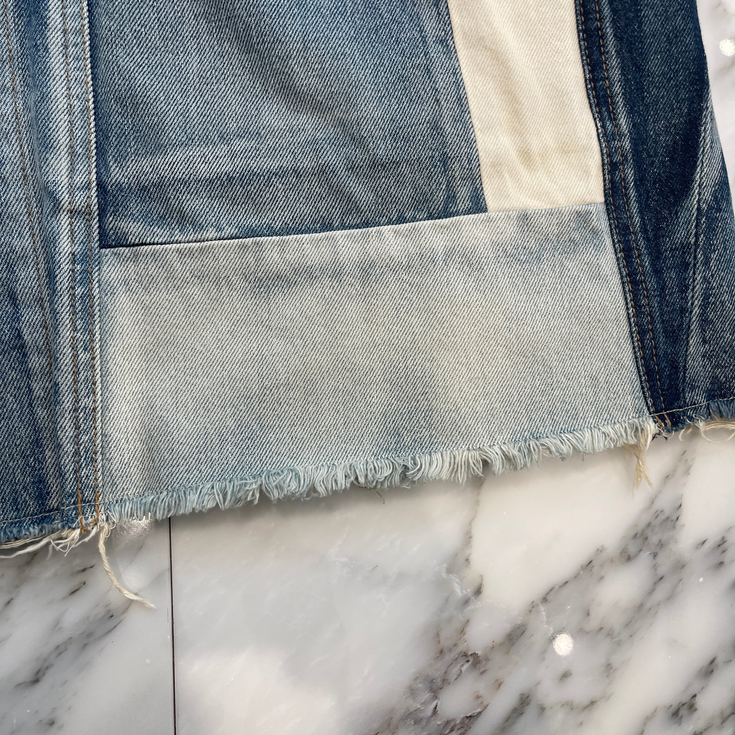 SAINT LAURENT PARIS 2016SS Patch Work Denim Vest Jacket 421293 Y372L Size XS サンローランパリ パッチワーク デニムベスト ジャケット サイズXS