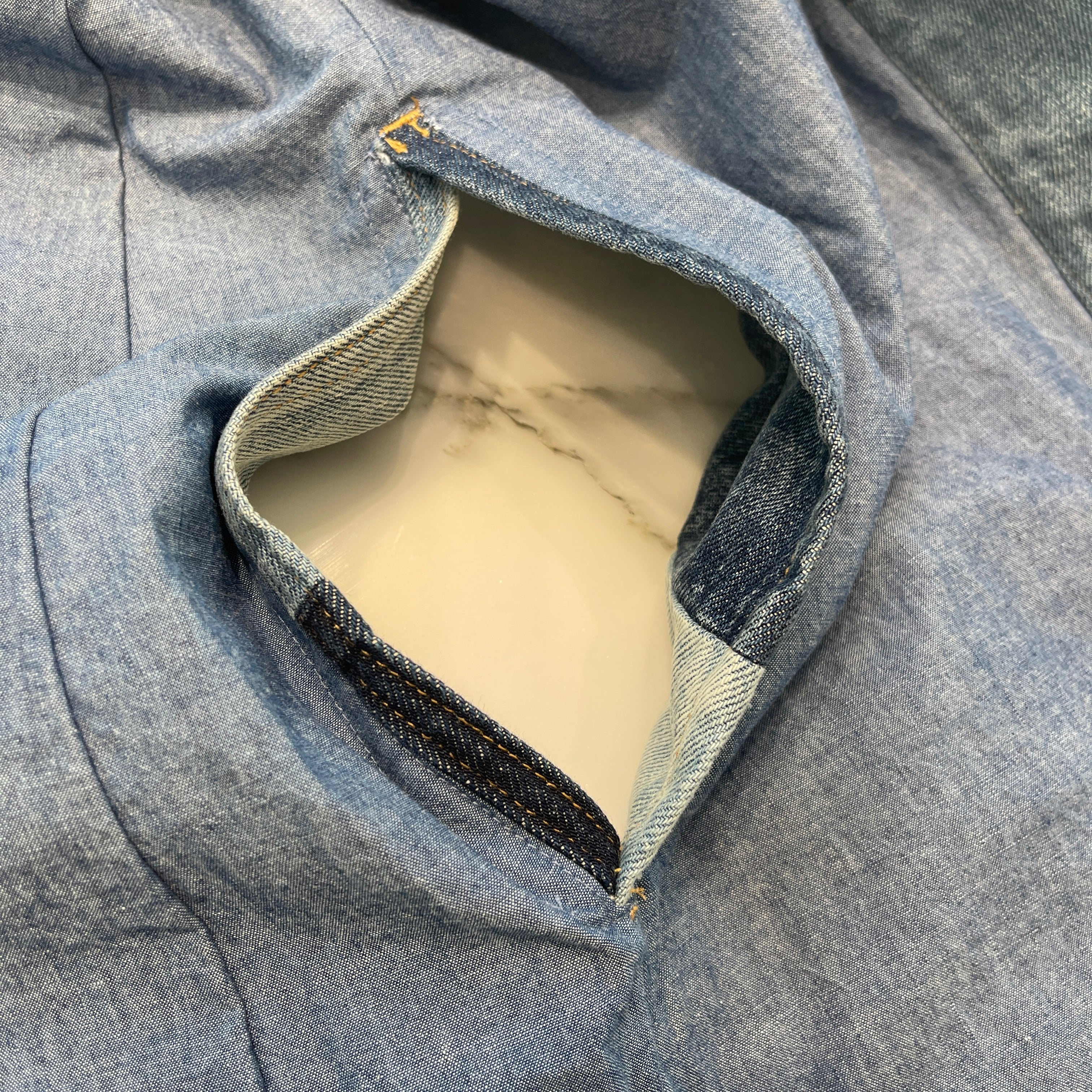 SAINT LAURENT PARIS 2016SS Patch Work Denim Vest Jacket 421293 Y372L Size XS サンローランパリ パッチワーク デニムベスト ジャケット サイズXS