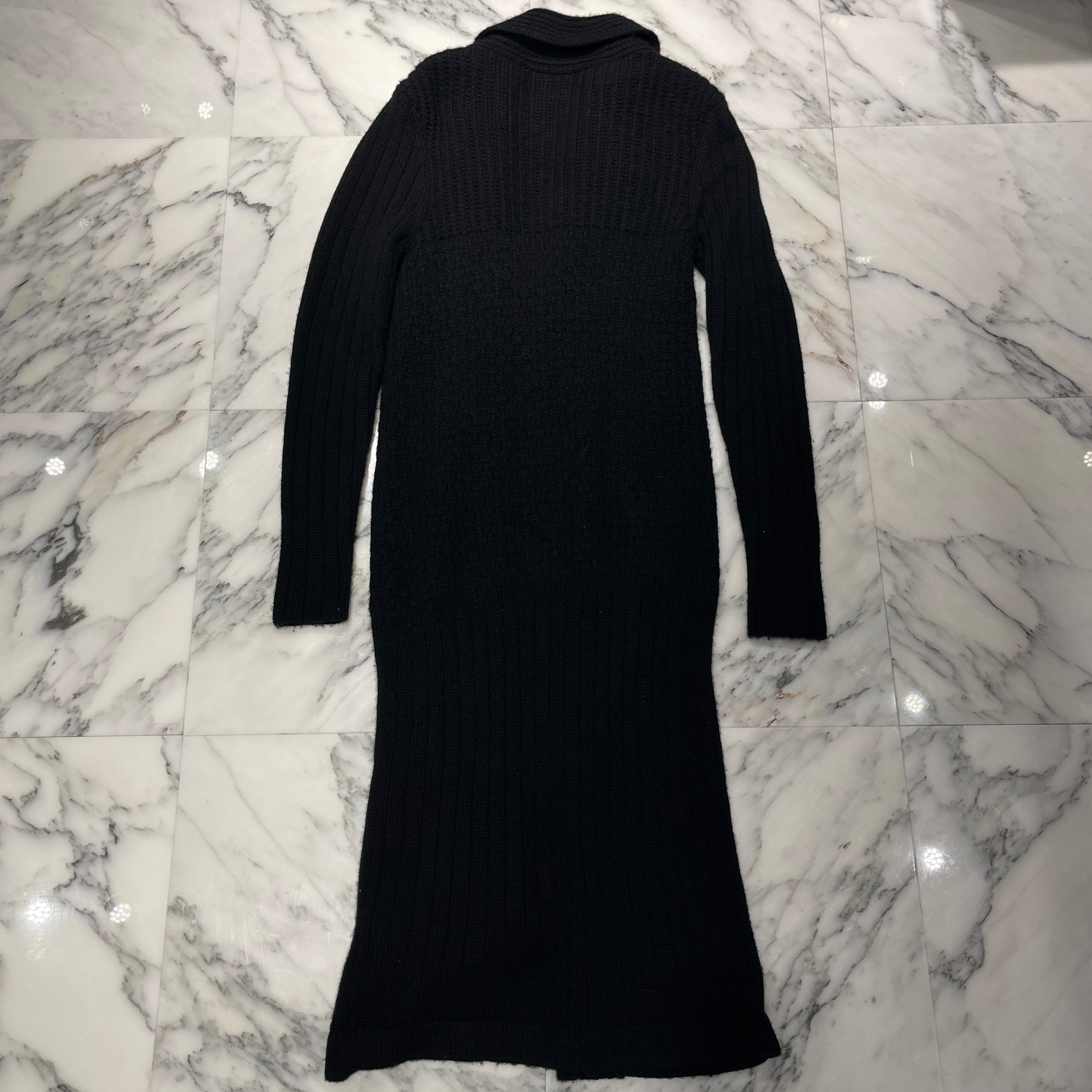 CHROME HEARTS Cashmere Long Cross Leather Patch Cardigan Size L クロムハーツ カシミヤ ロング クロレザーパッチ カーディガン サイズL