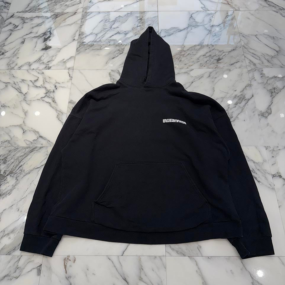 BALENCIAGA 2021AW Turn Logo Embroidery Pullover Hoodie 675003 TLVB4 Size 3 バレンシアガ ターンロゴ刺繍 プルオーバーフーディ サイズ3