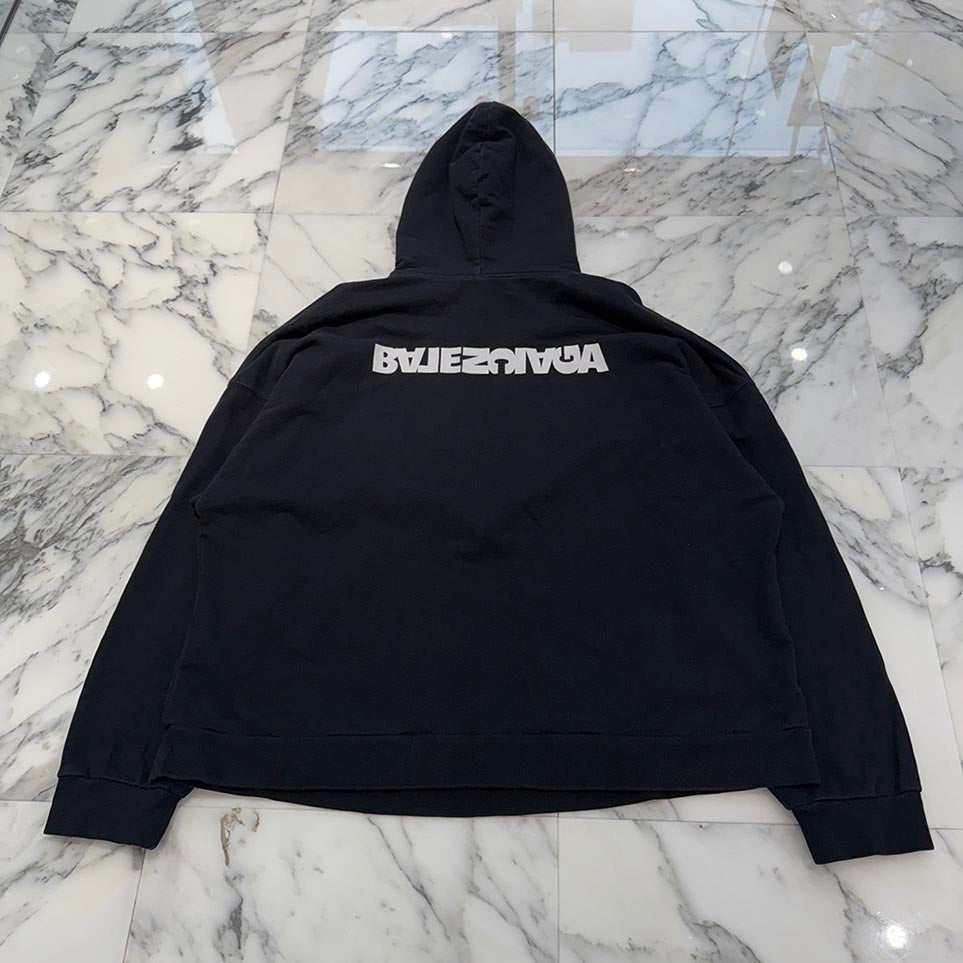 BALENCIAGA 2021AW Turn Logo Embroidery Pullover Hoodie 675003 TLVB4 Size 3 バレンシアガ ターンロゴ刺繍 プルオーバーフーディ サイズ3