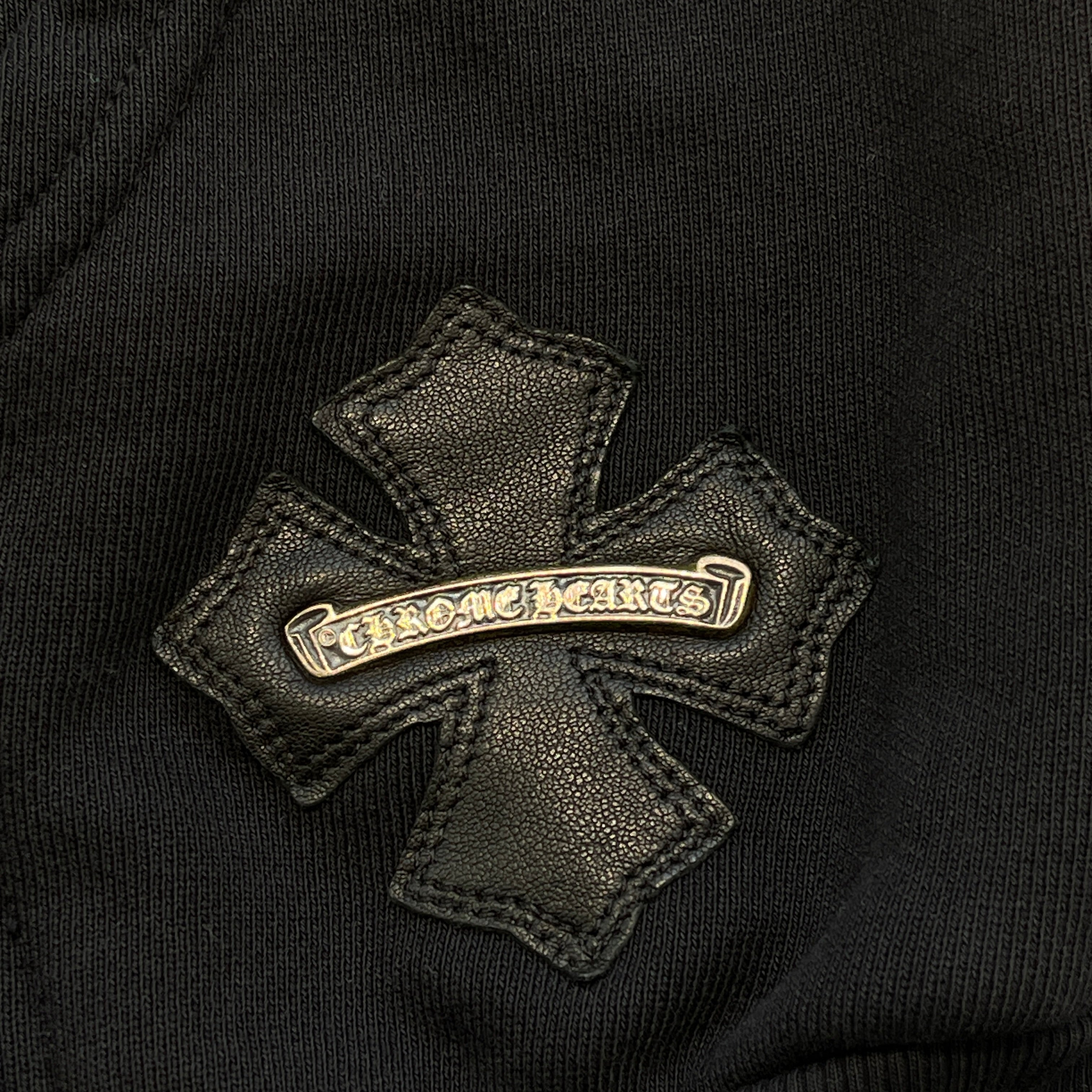 CHROME HEARTS 1 CH Plus Leather Cross Patch Zip Up Hoodie Size M クロムハーツ 1 CHプラス レザークロスパッチ ジップアップ フーディー サイズM