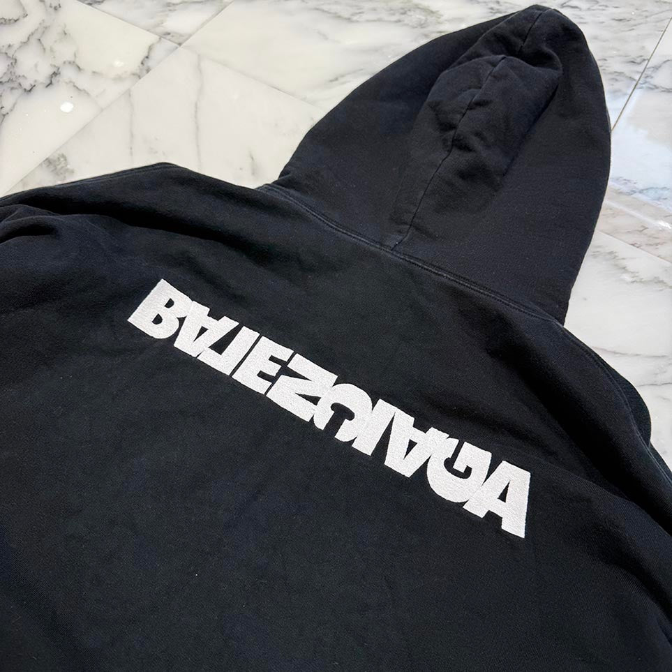 BALENCIAGA 2021AW Turn Logo Embroidery Pullover Hoodie 675003 TLVB4 Size 3 バレンシアガ ターンロゴ刺繍 プルオーバーフーディ サイズ3